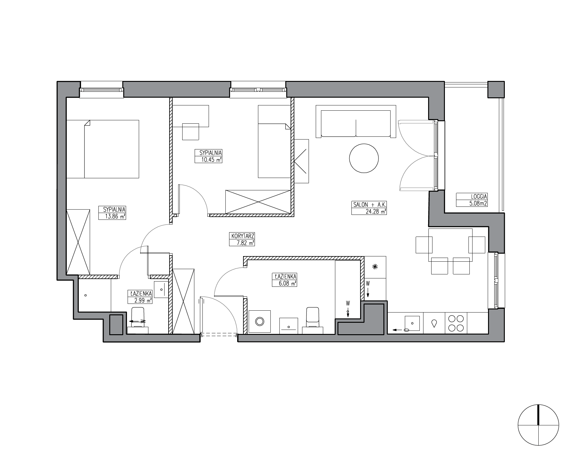 Plan 3 pok. 65m²