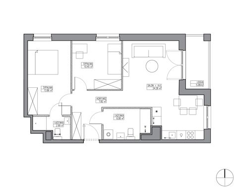 Plan 3 pok. 65m²