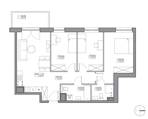 Plan 4 pok. 78m²