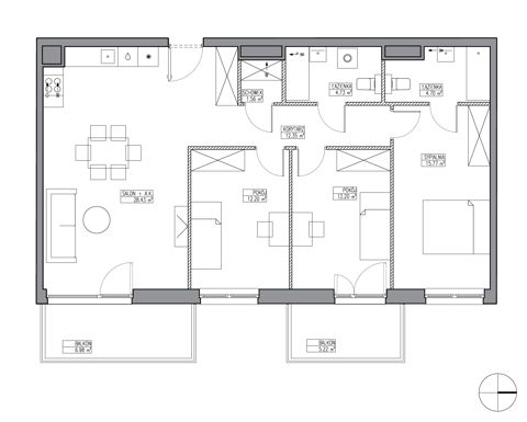 Plan 4 pok. 92m²