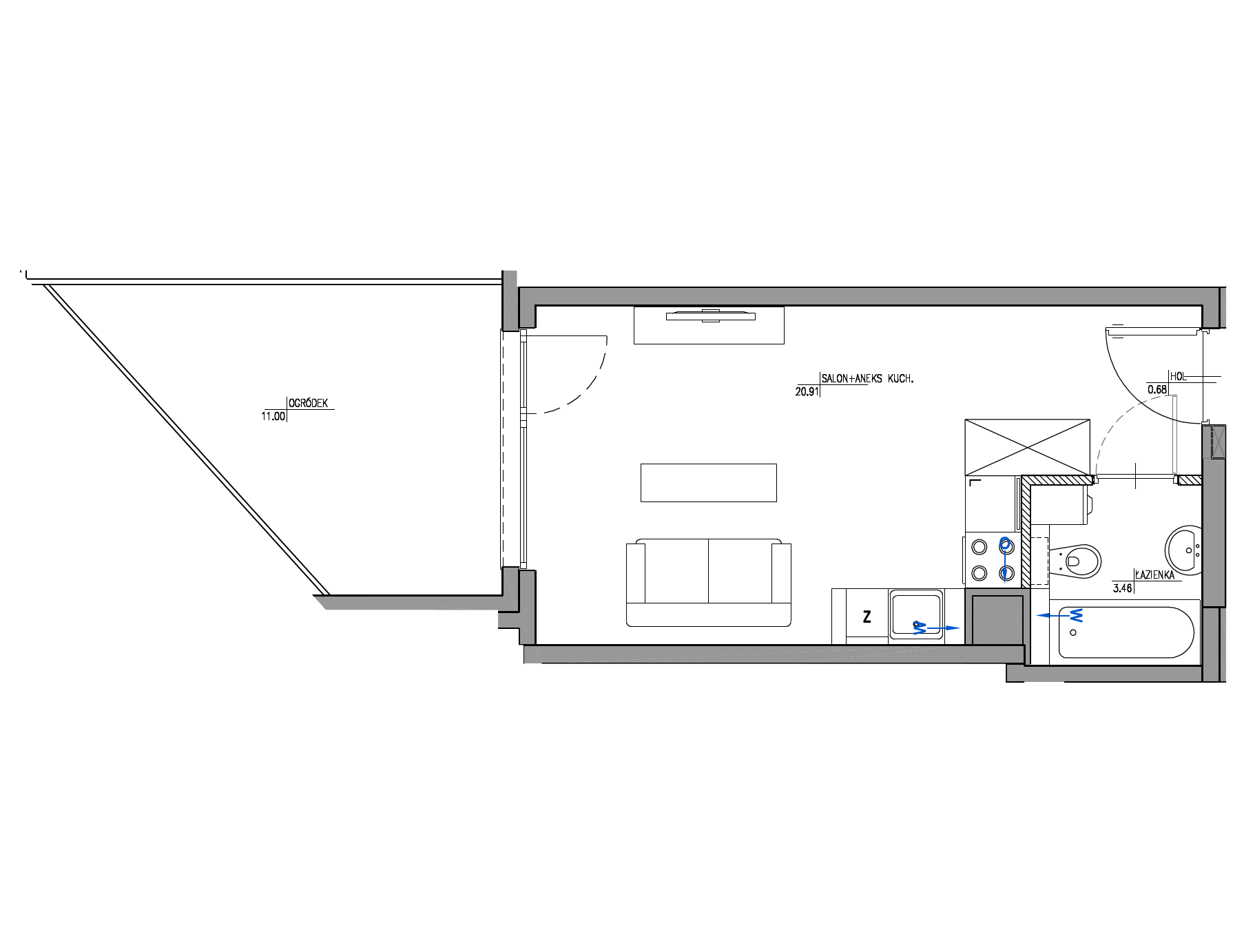 Plan 1 pok. 25m²