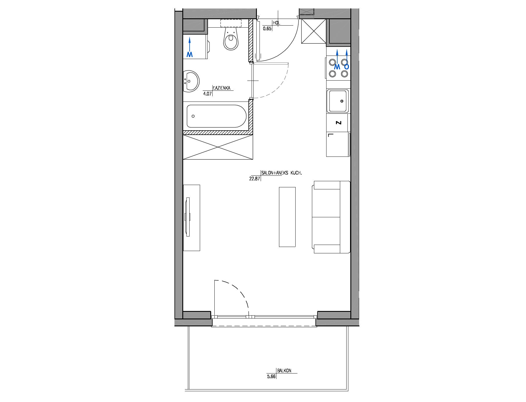 Plan 1 pok. 28m²