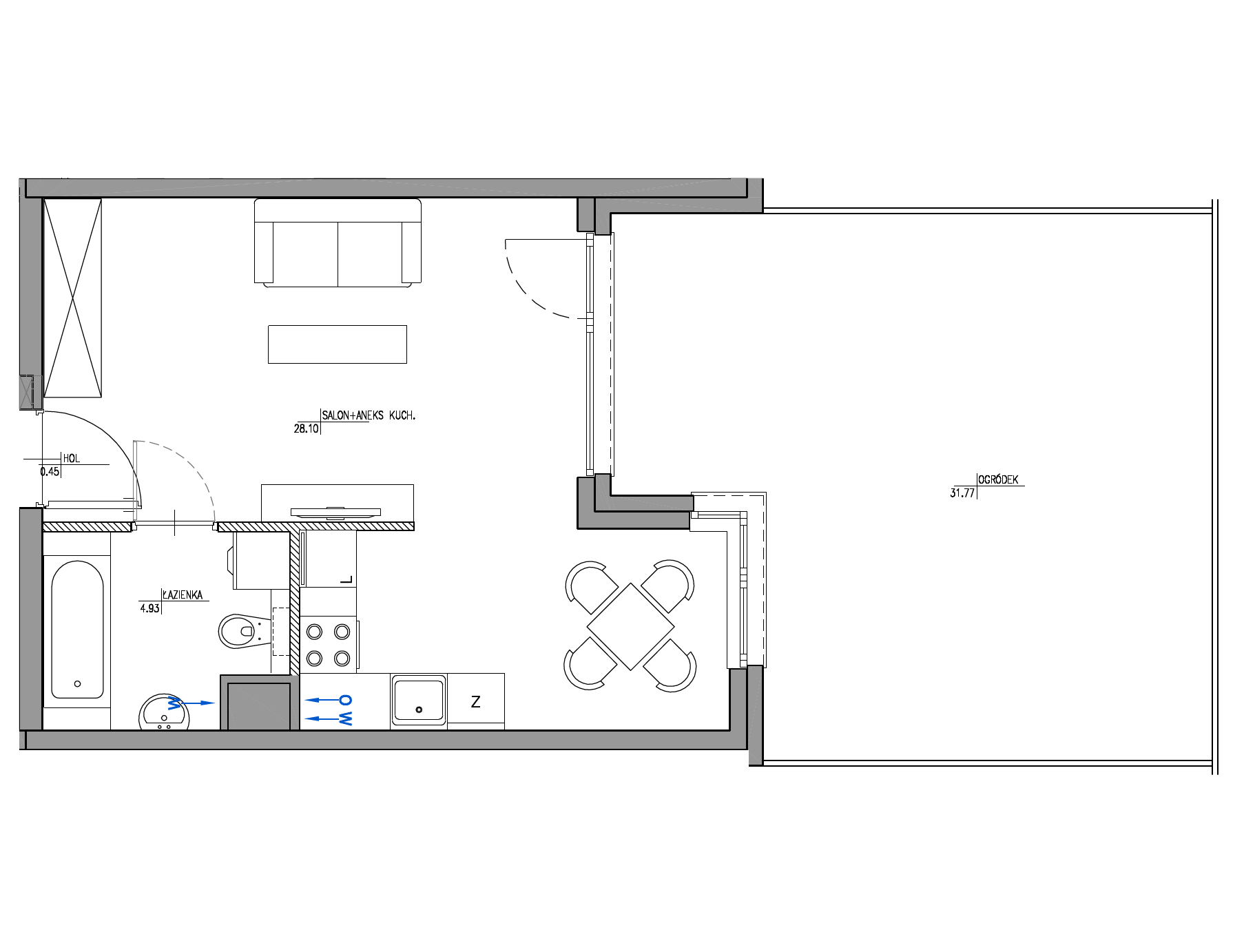 Plan 1 pok. 33m²