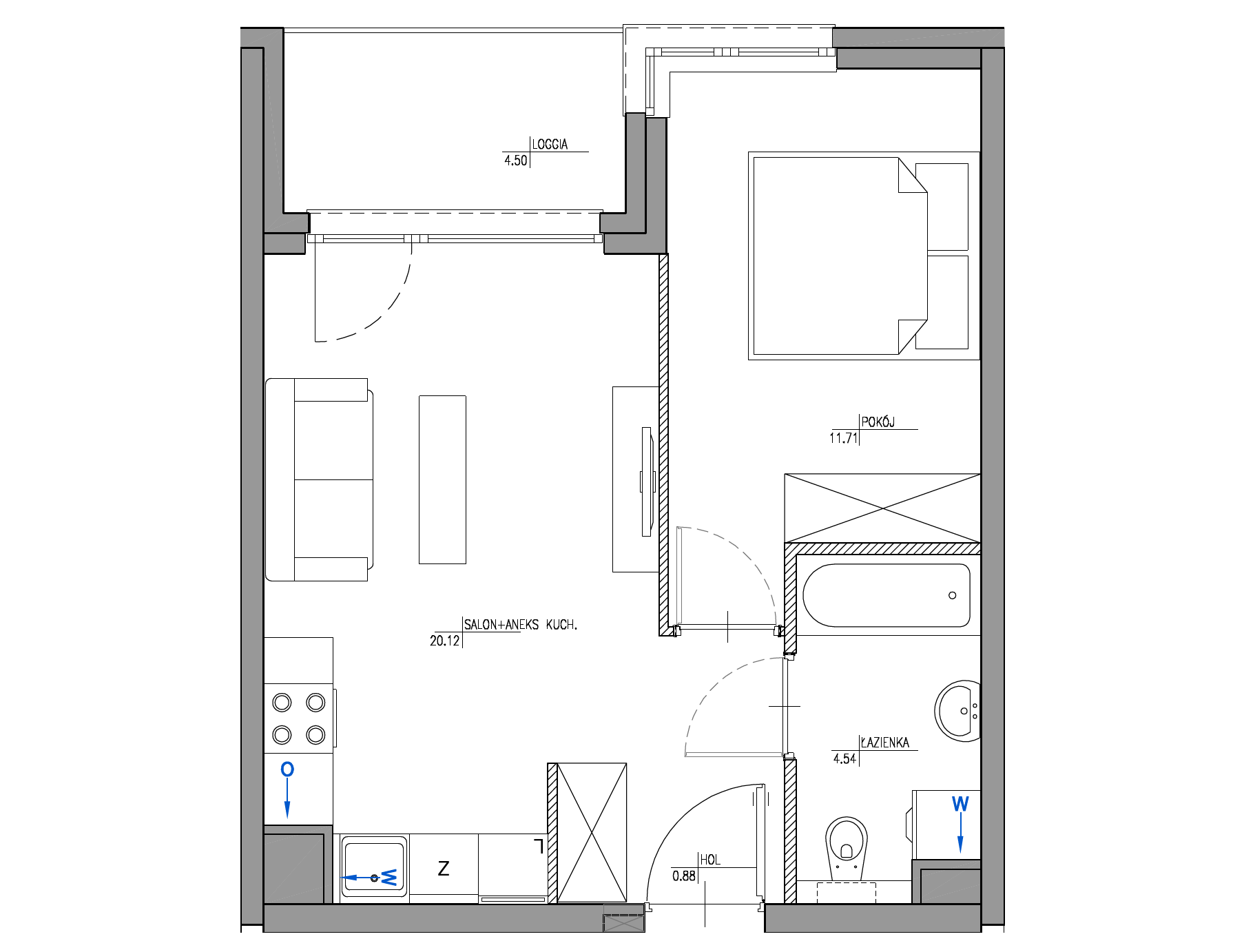 Plan 2 pok. 37m²