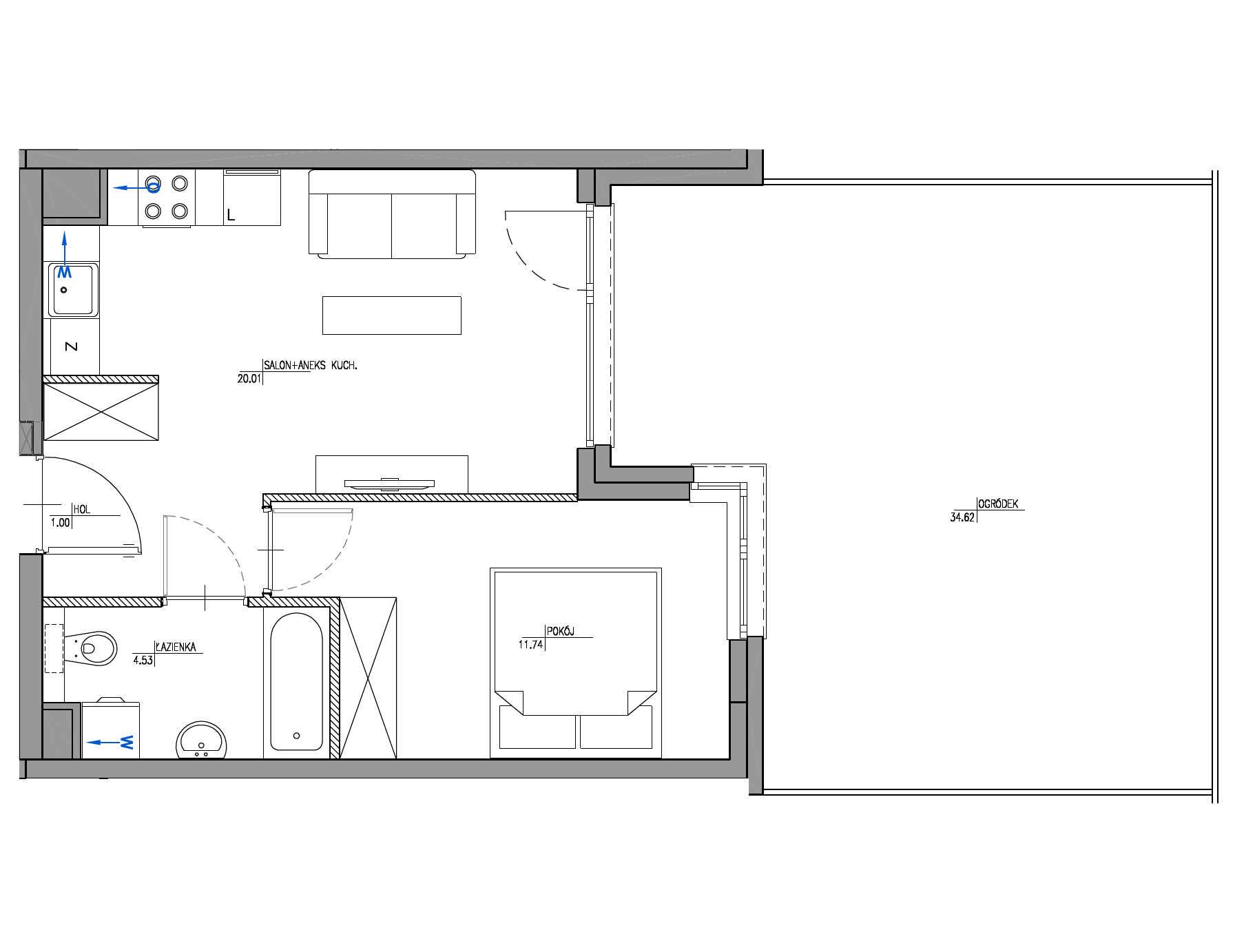 Plan 2 pok. 37m²