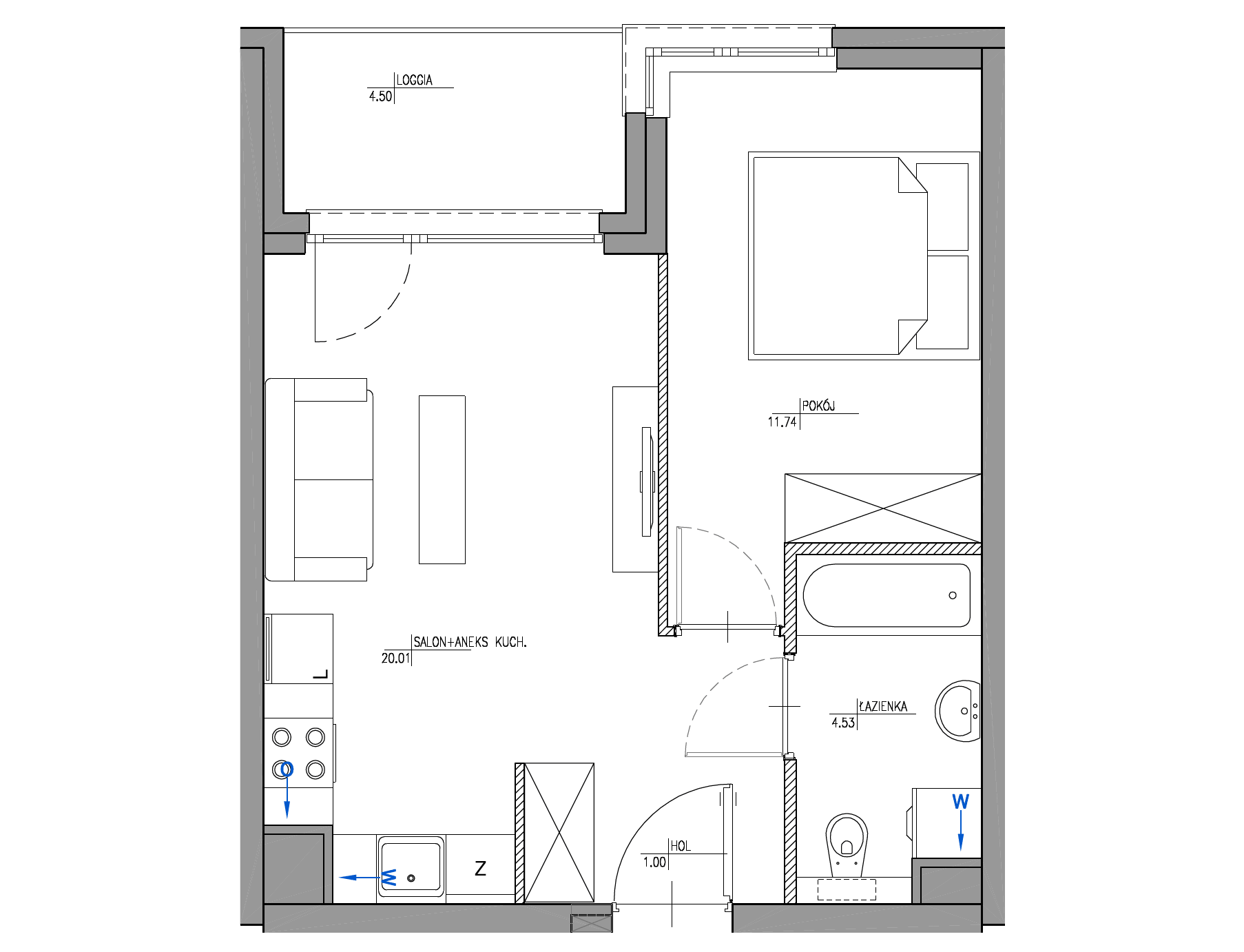 Plan 2 pok. 37m²