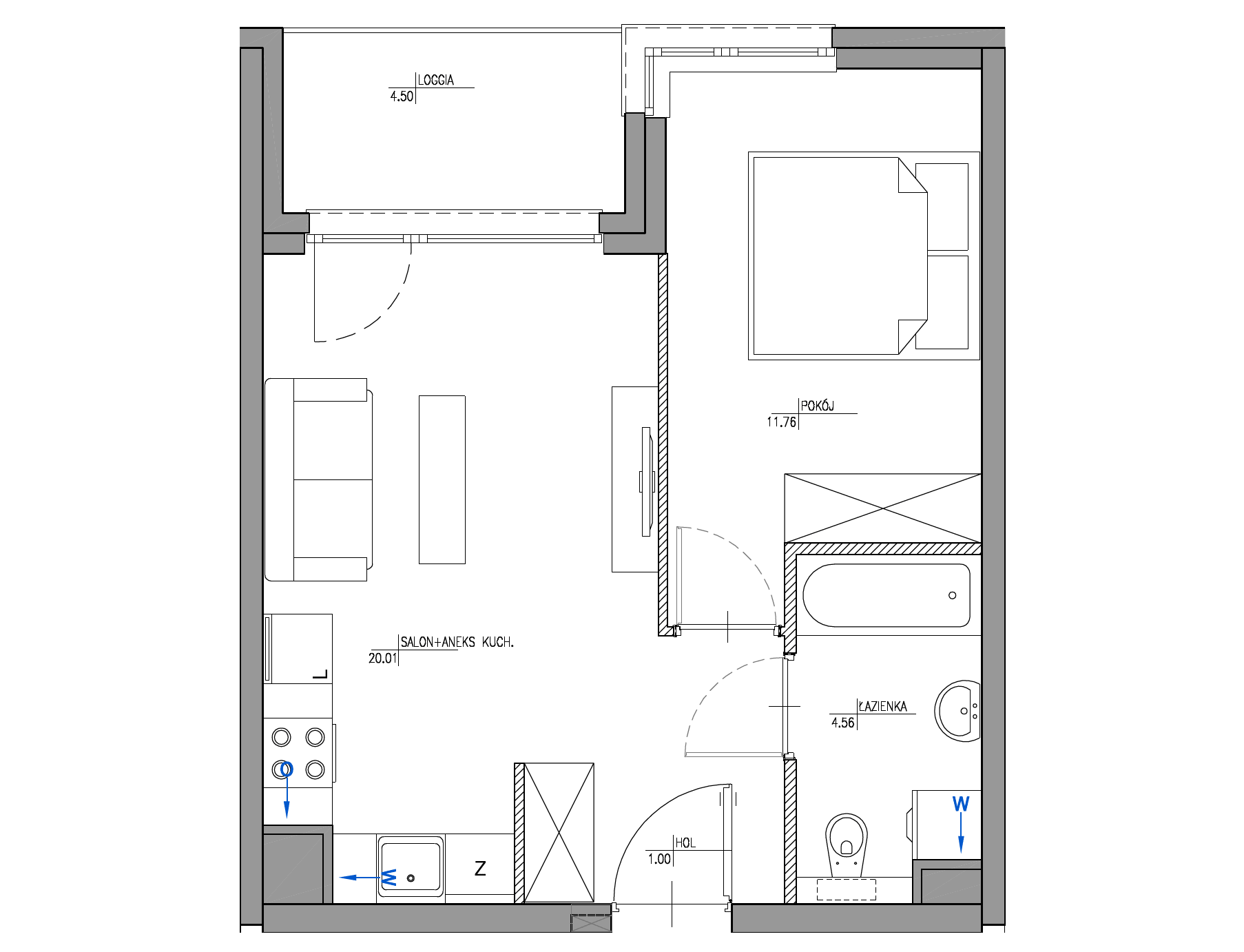 Plan 2 pok. 37m²