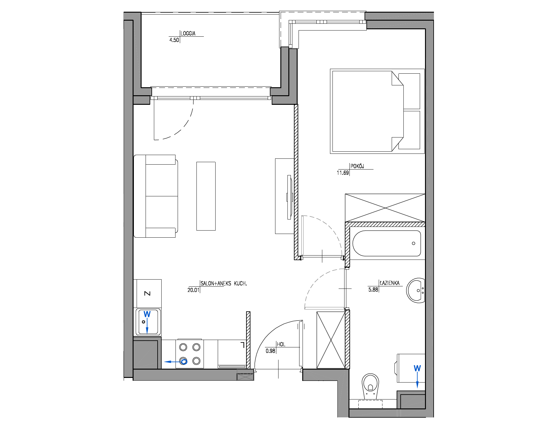 Plan 2 pok. 39m²