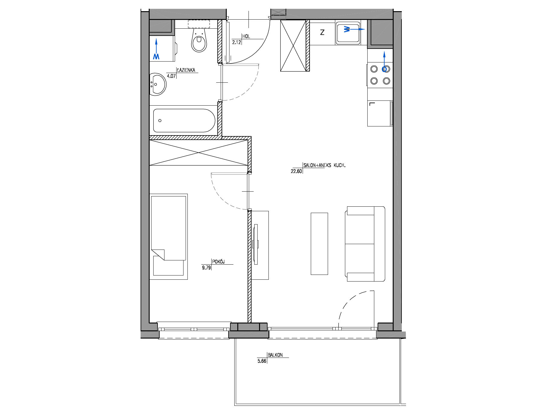 Plan 2 pok. 39m²