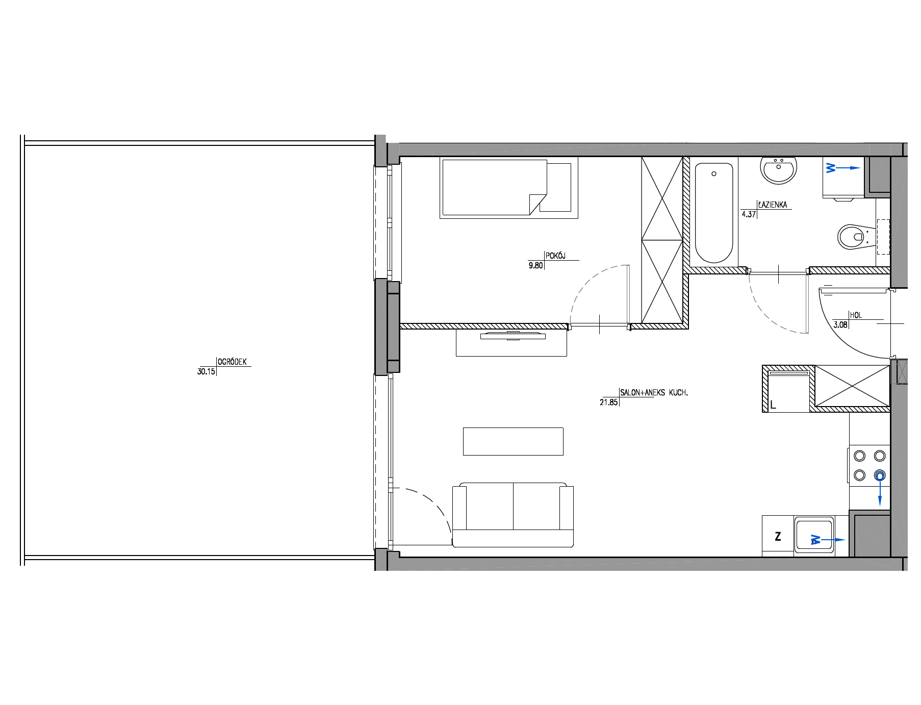 Plan 2 pok. 39m²