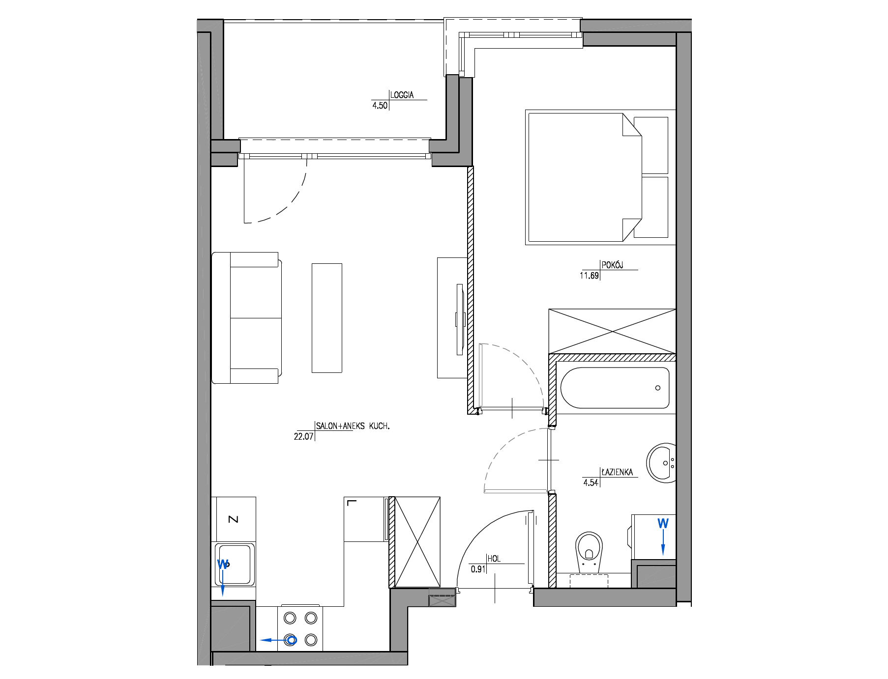 Plan 2 pok. 39m²