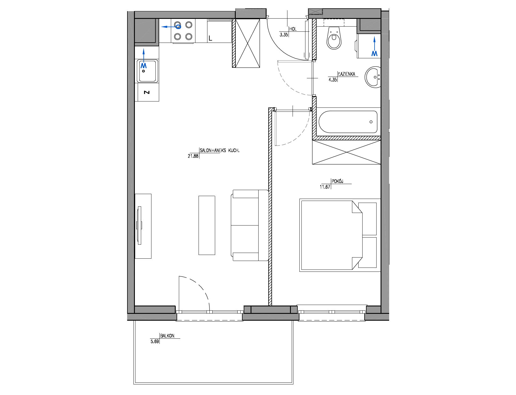 Plan 2 pok. 41m²