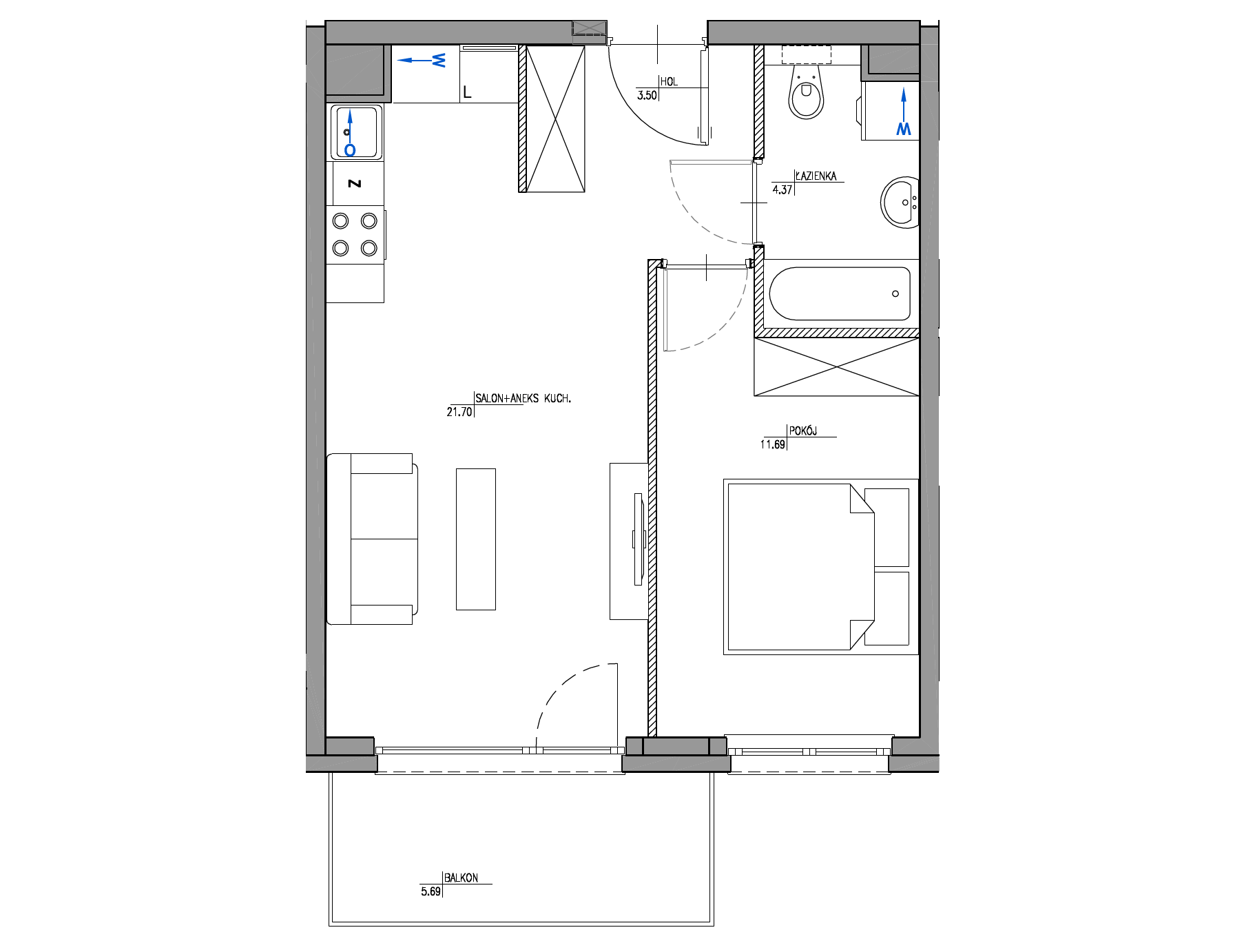 Plan 2 pok. 41m²