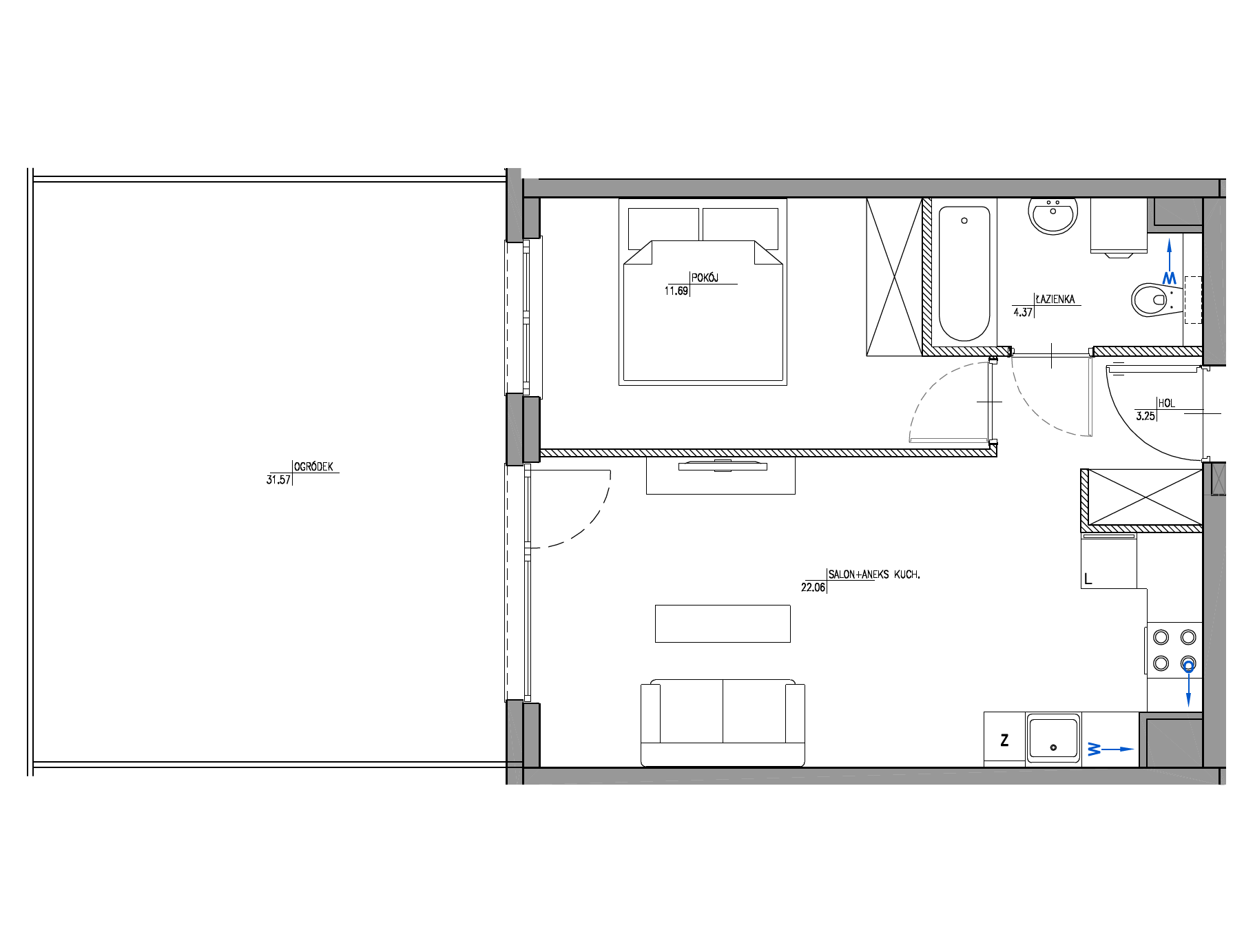Plan 2 pok. 41m²