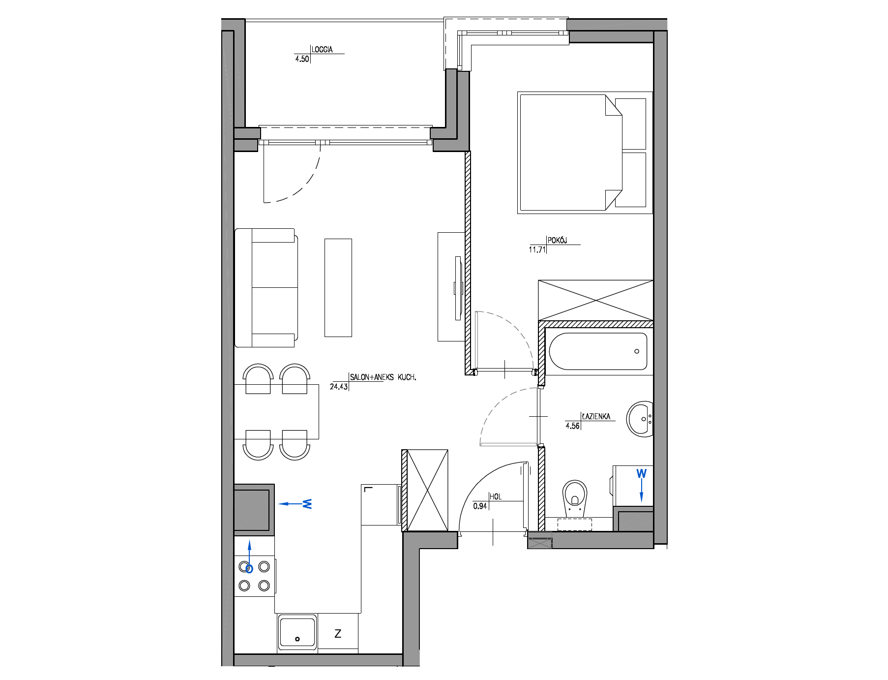 Plan 2 pok. 42m²