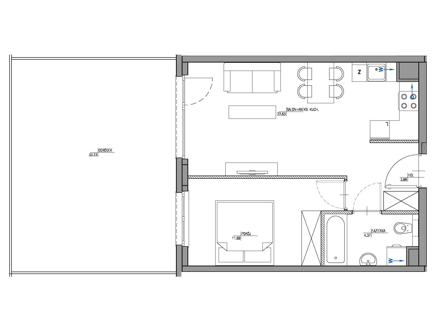 Plan 2 pok. 43m²
