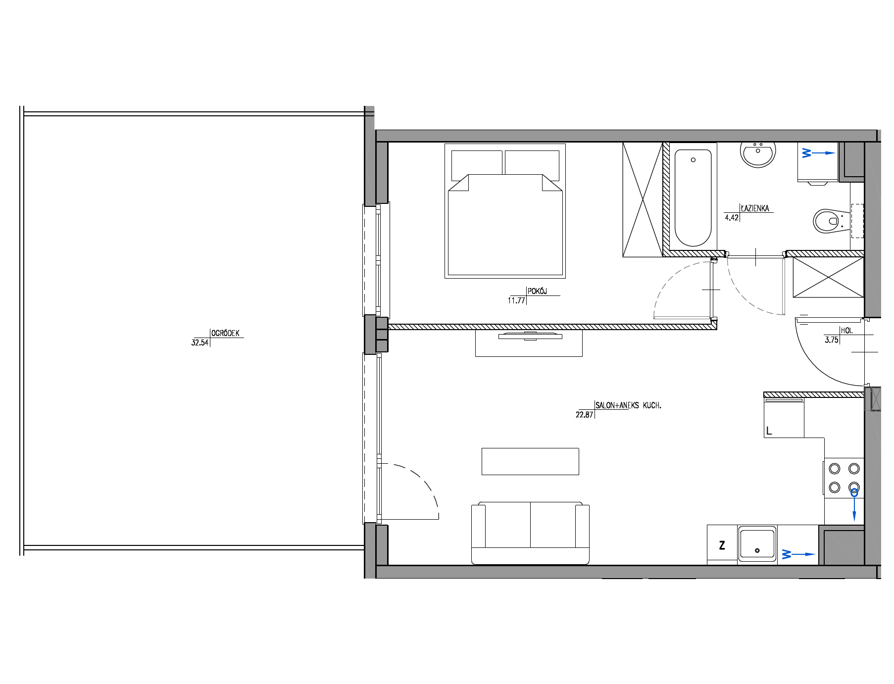 Plan 2 pok. 43m²