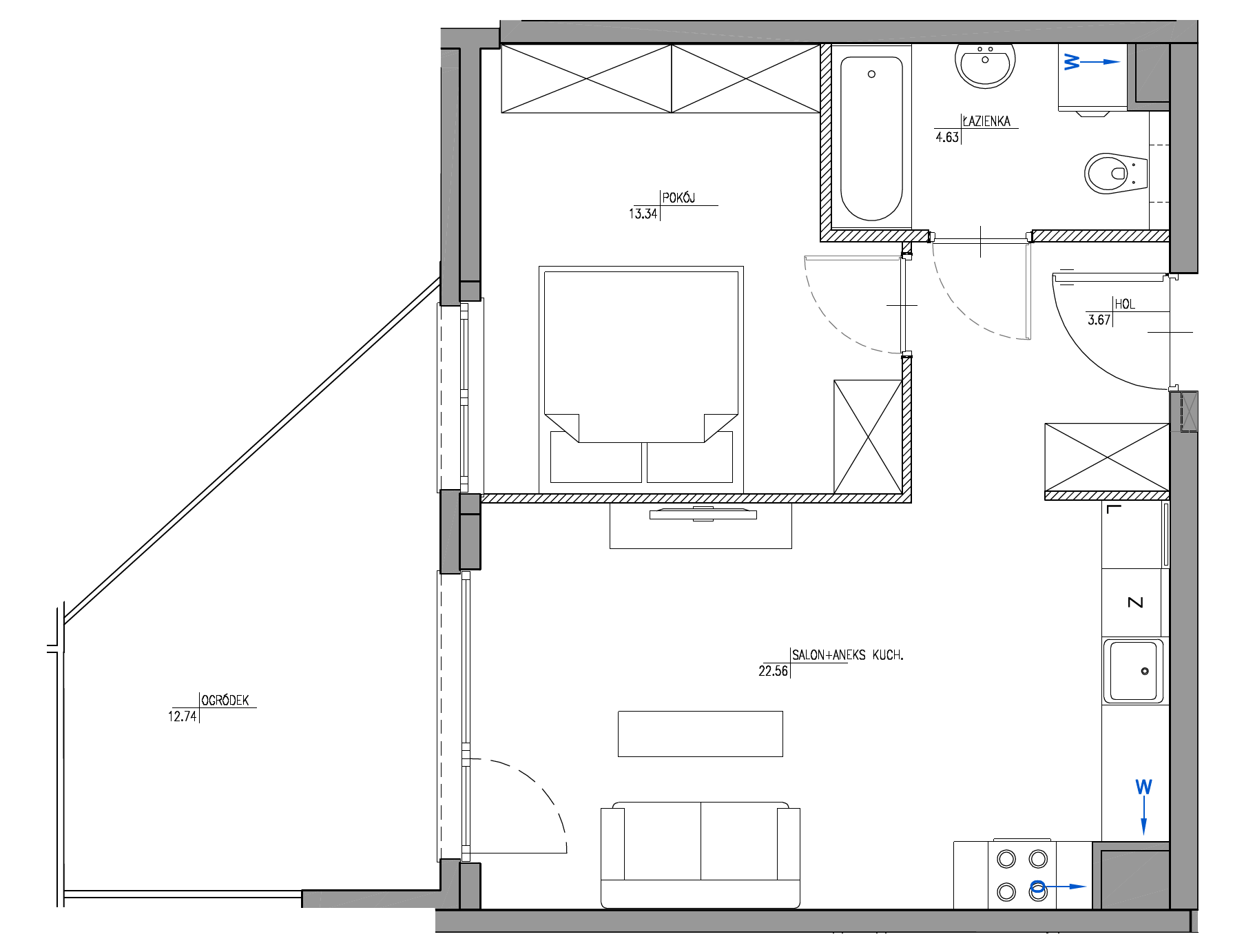 Plan 2 pok. 44m²
