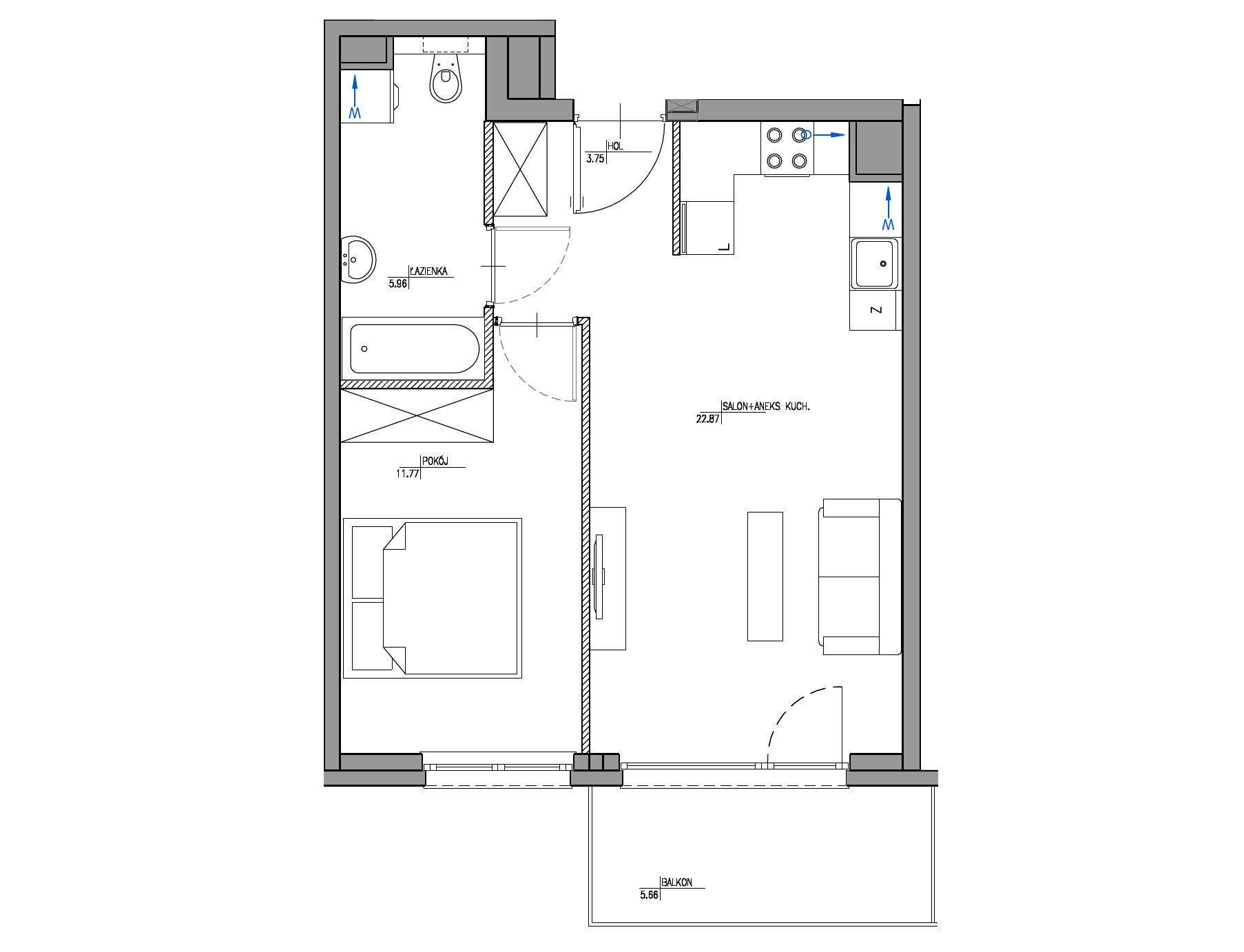 Plan 2 pok. 44m²