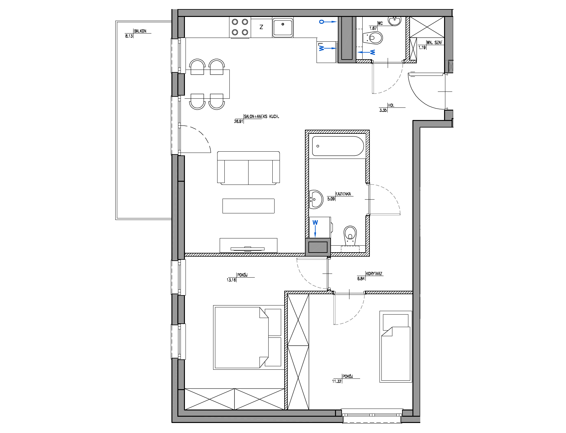 Plan 3 pok. 70m²