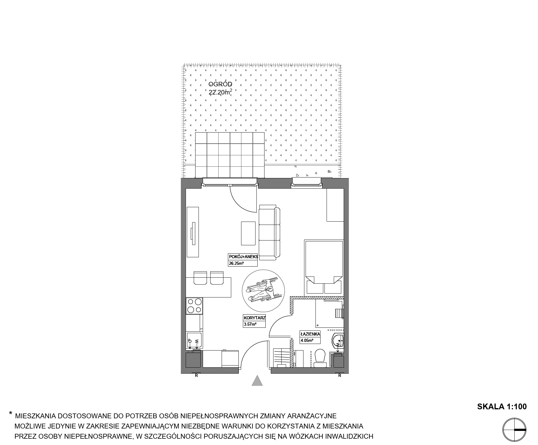 Plan 1 pok. 34m²