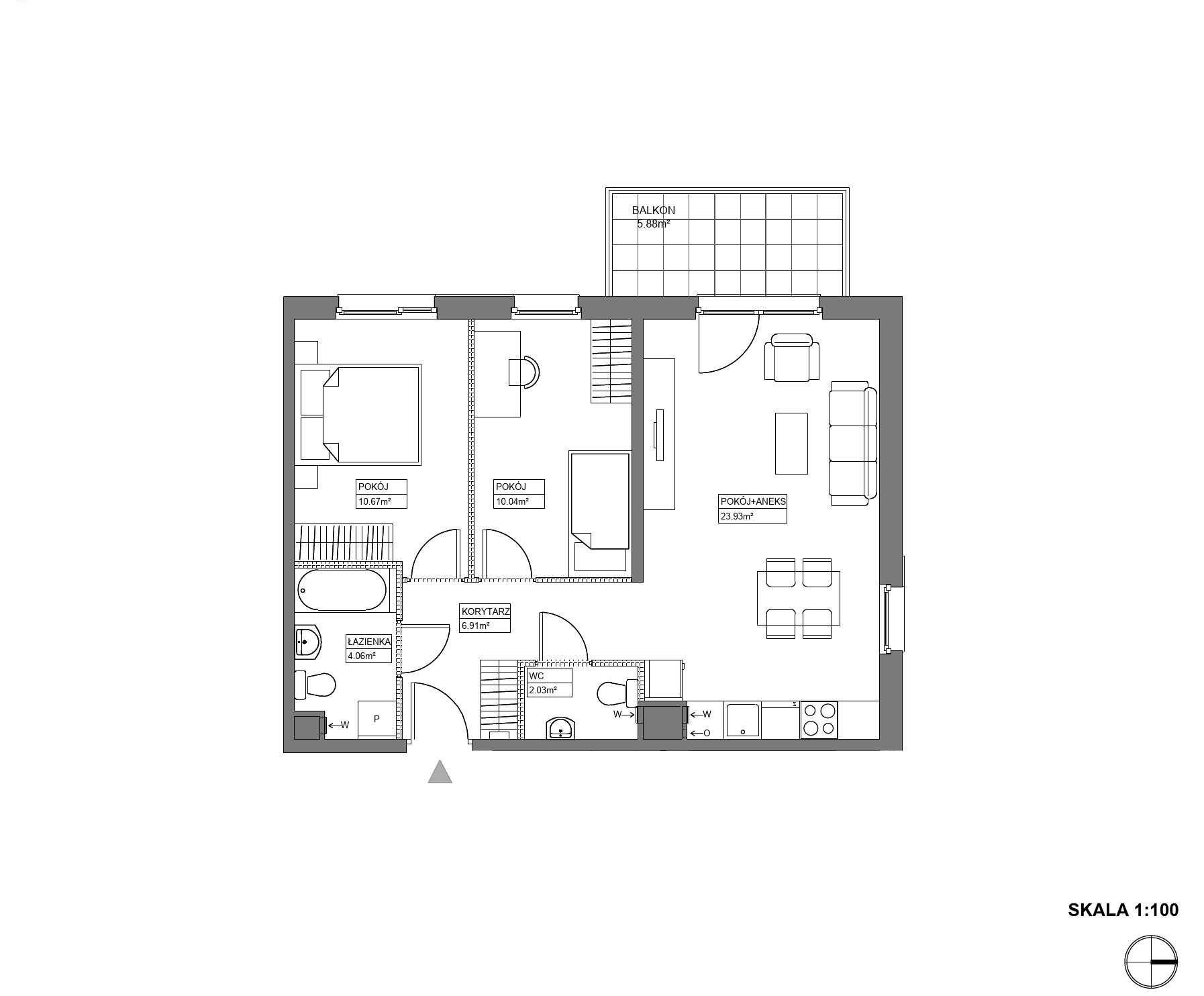 Plan 3 pok. 58m²