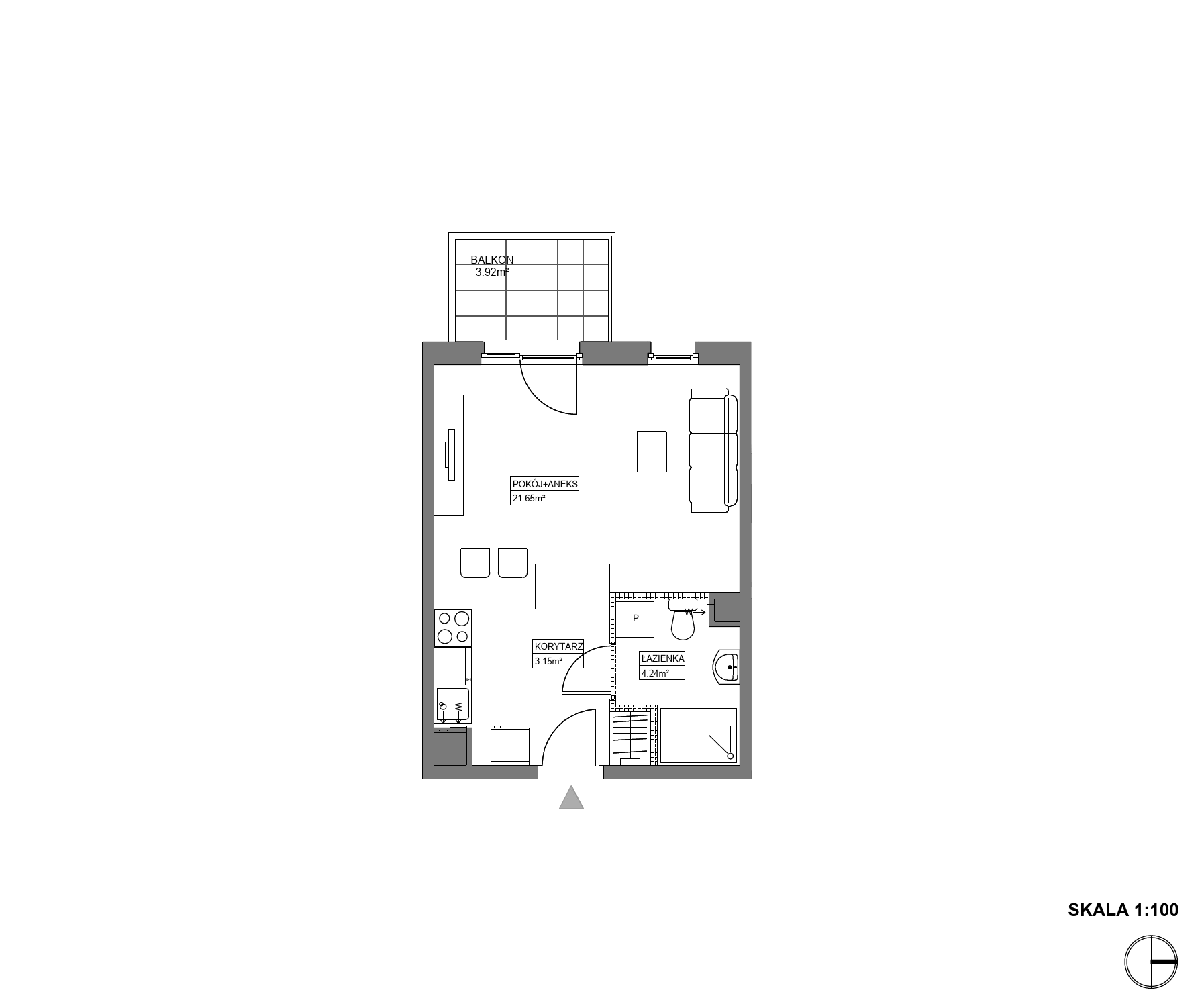 Plan 1 pok. 29m²