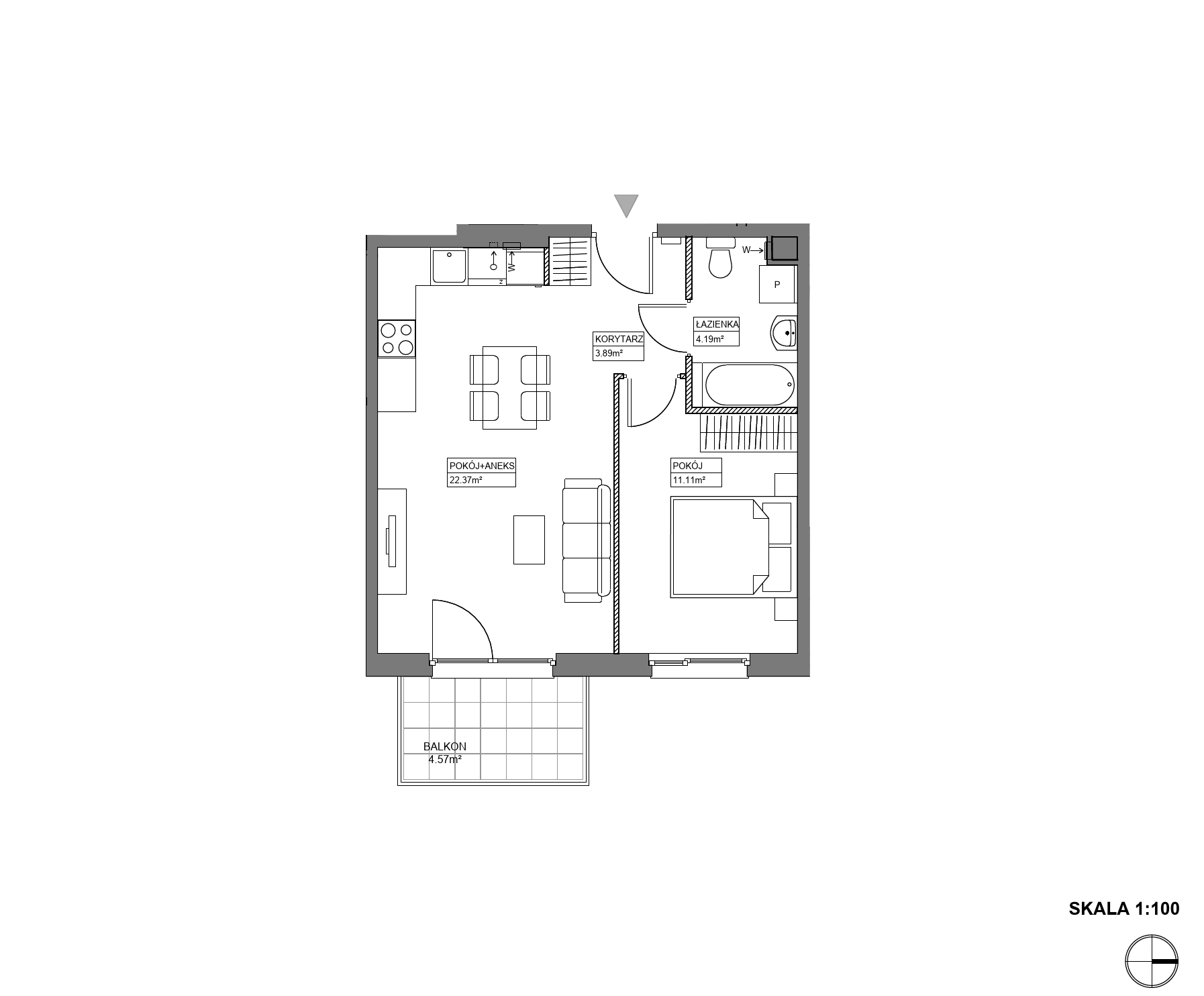 Plan 2 pok. 42m²