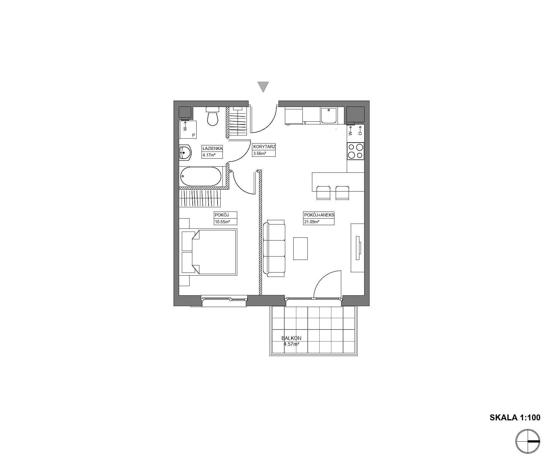 Plan 2 pok. 39m²