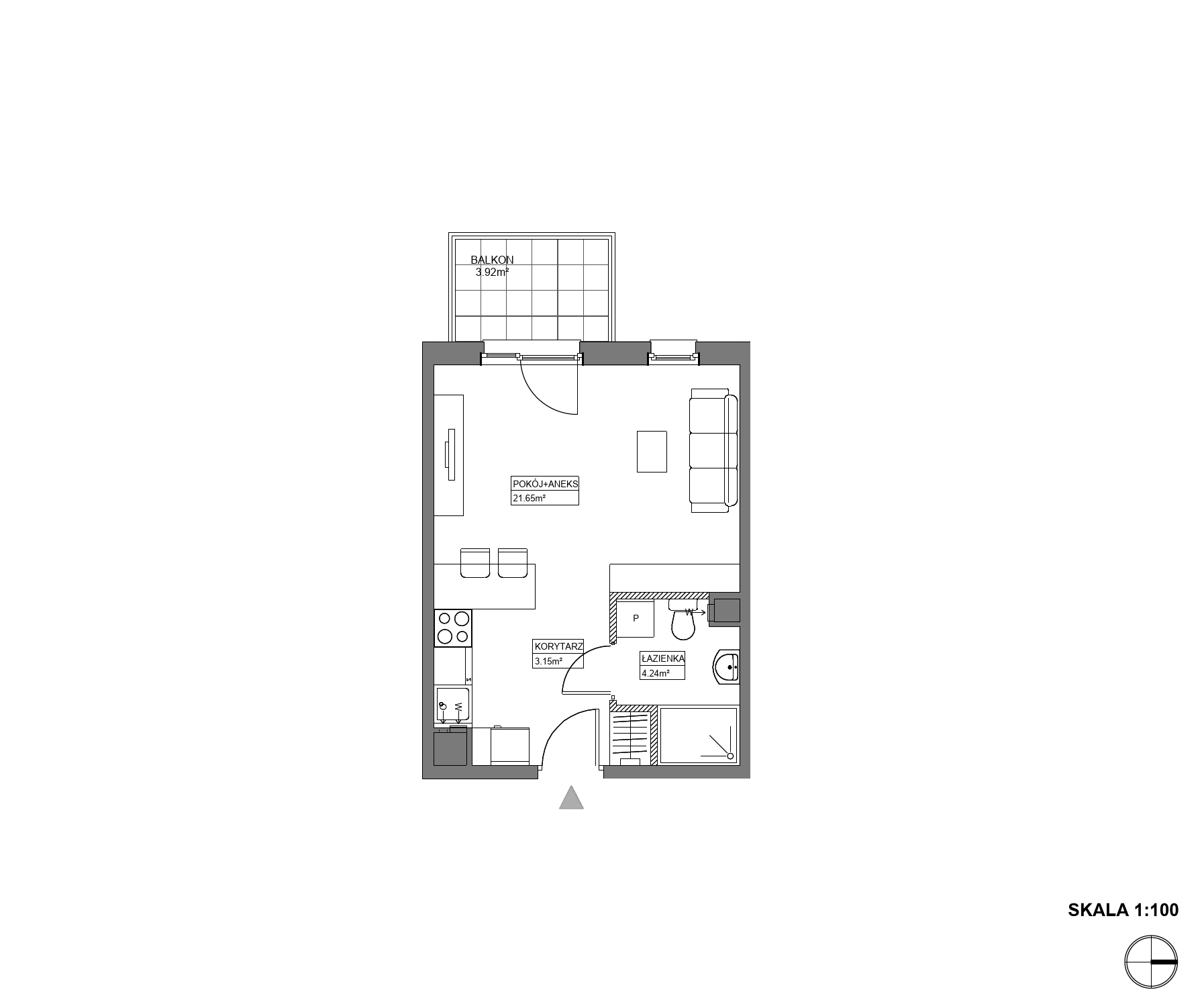 Plan 1 pok. 29m²