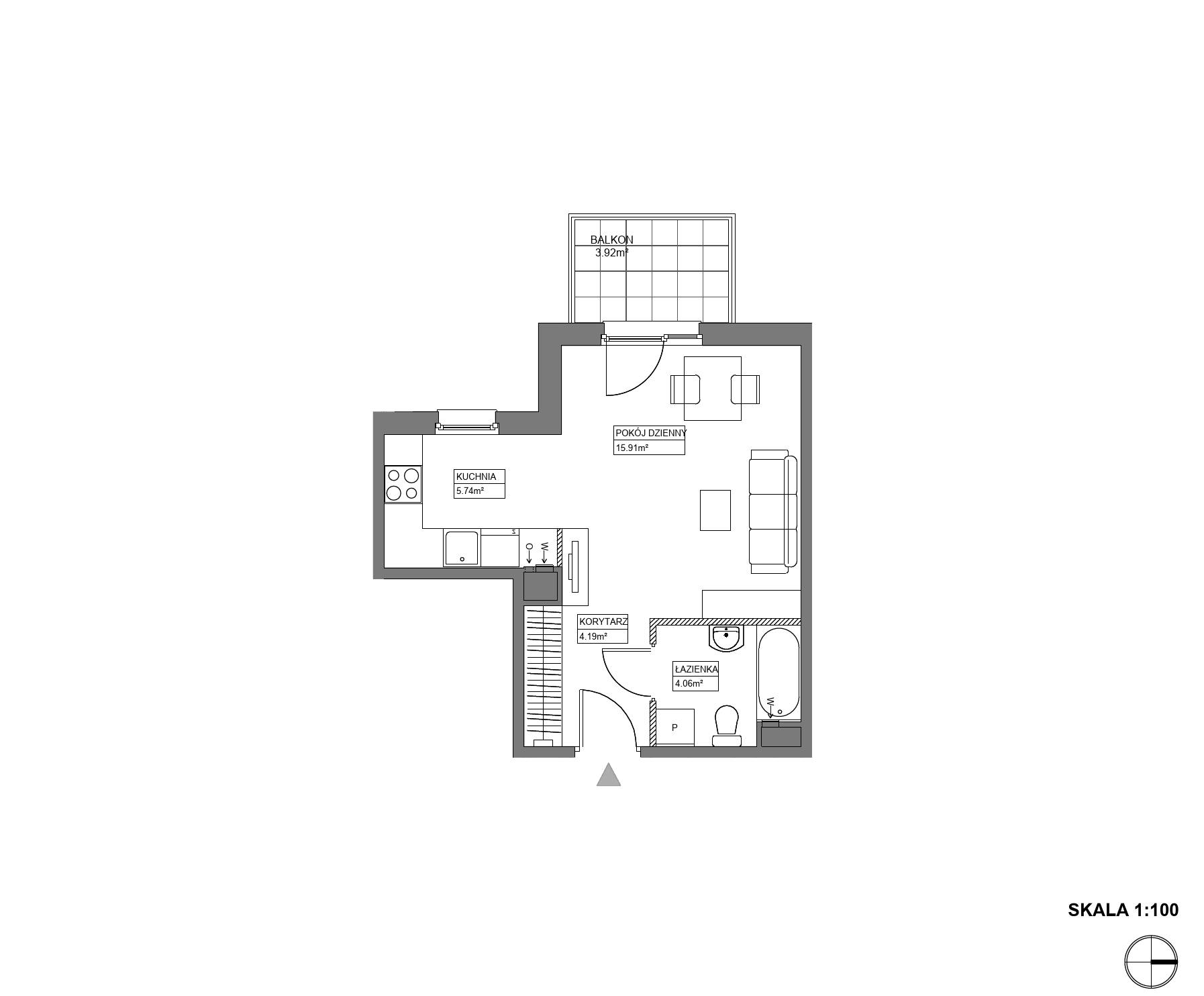Plan 1 pok. 30m²