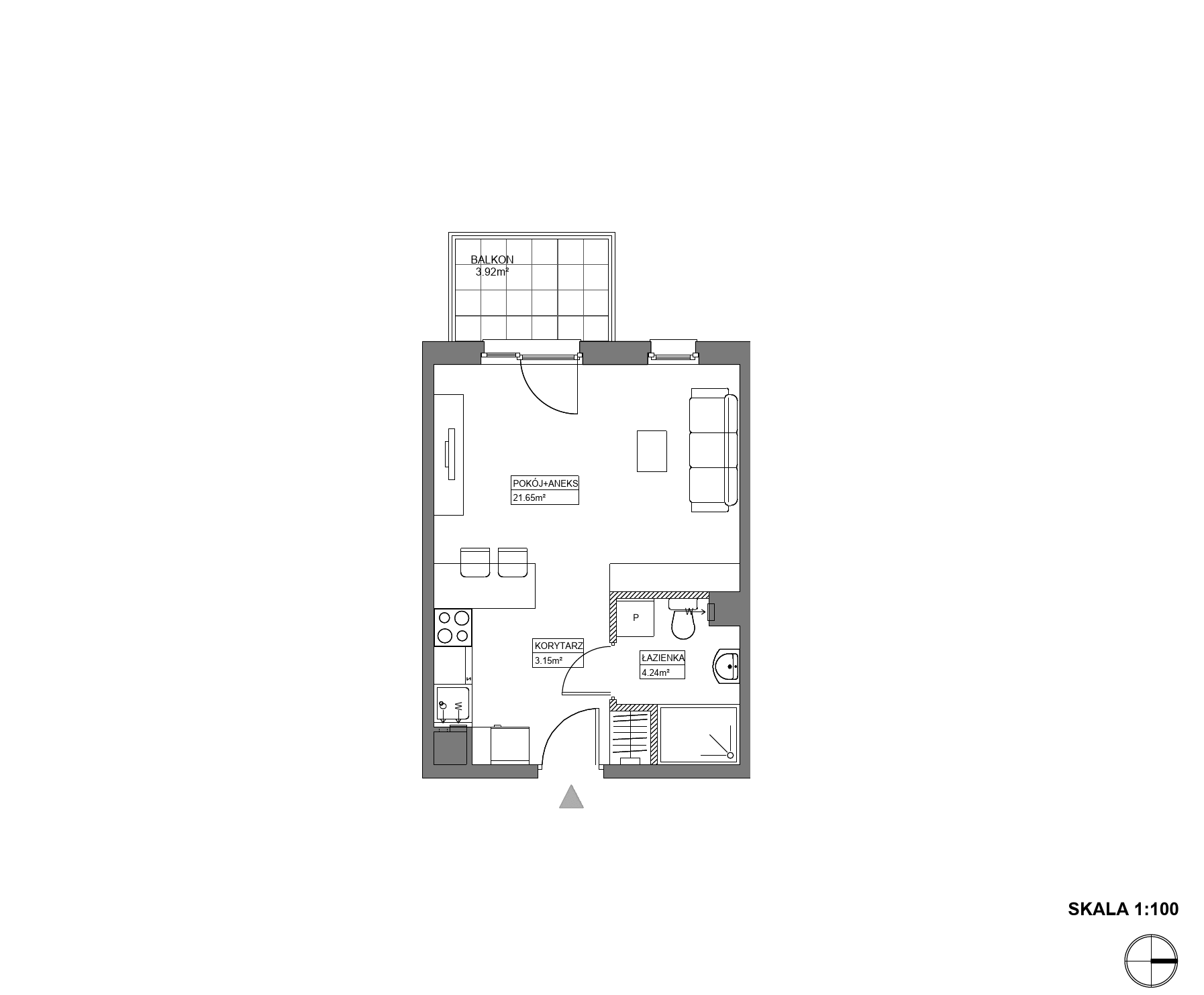 Plan 1 pok. 29m²