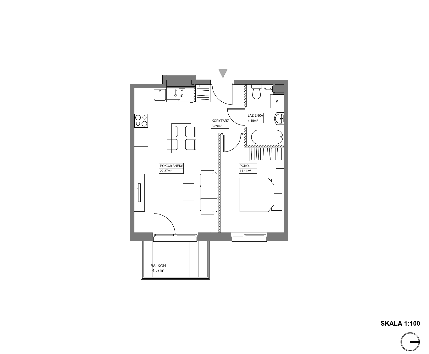 Plan 2 pok. 42m²