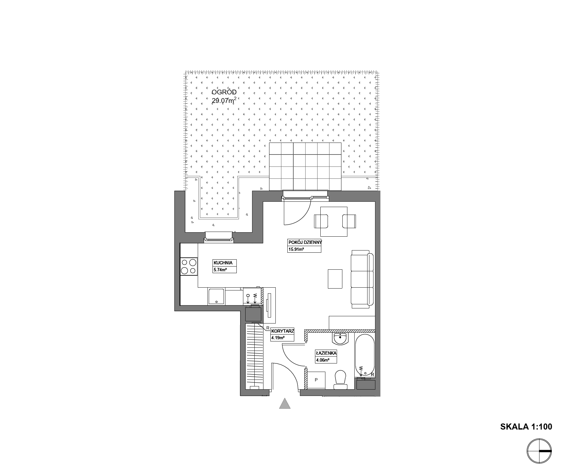 Plan 1 pok. 30m²