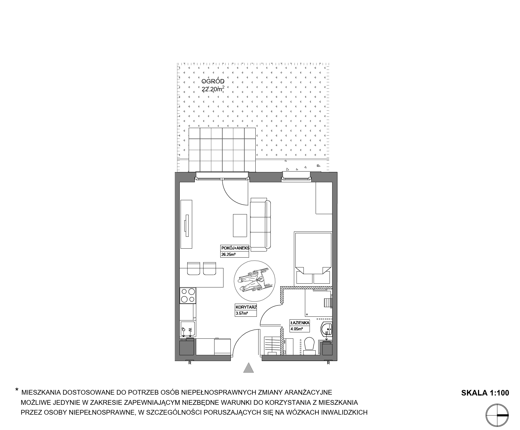 Plan 1 pok. 34m²