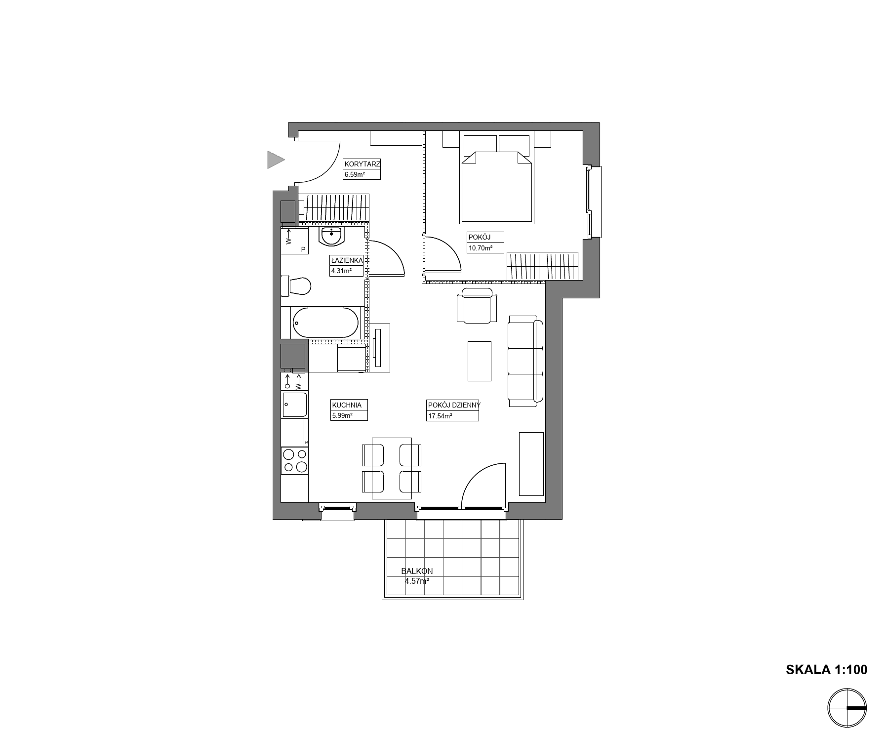 Plan 2 pok. 45m²