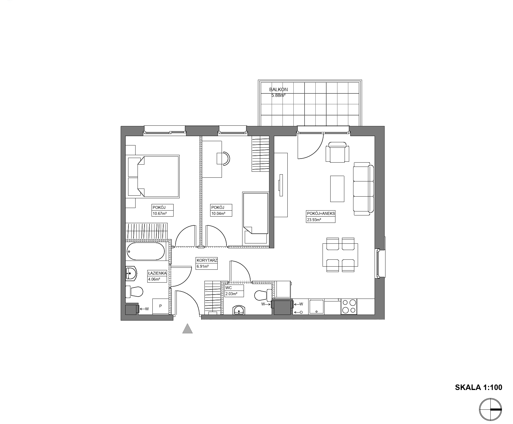 Plan 3 pok. 58m²