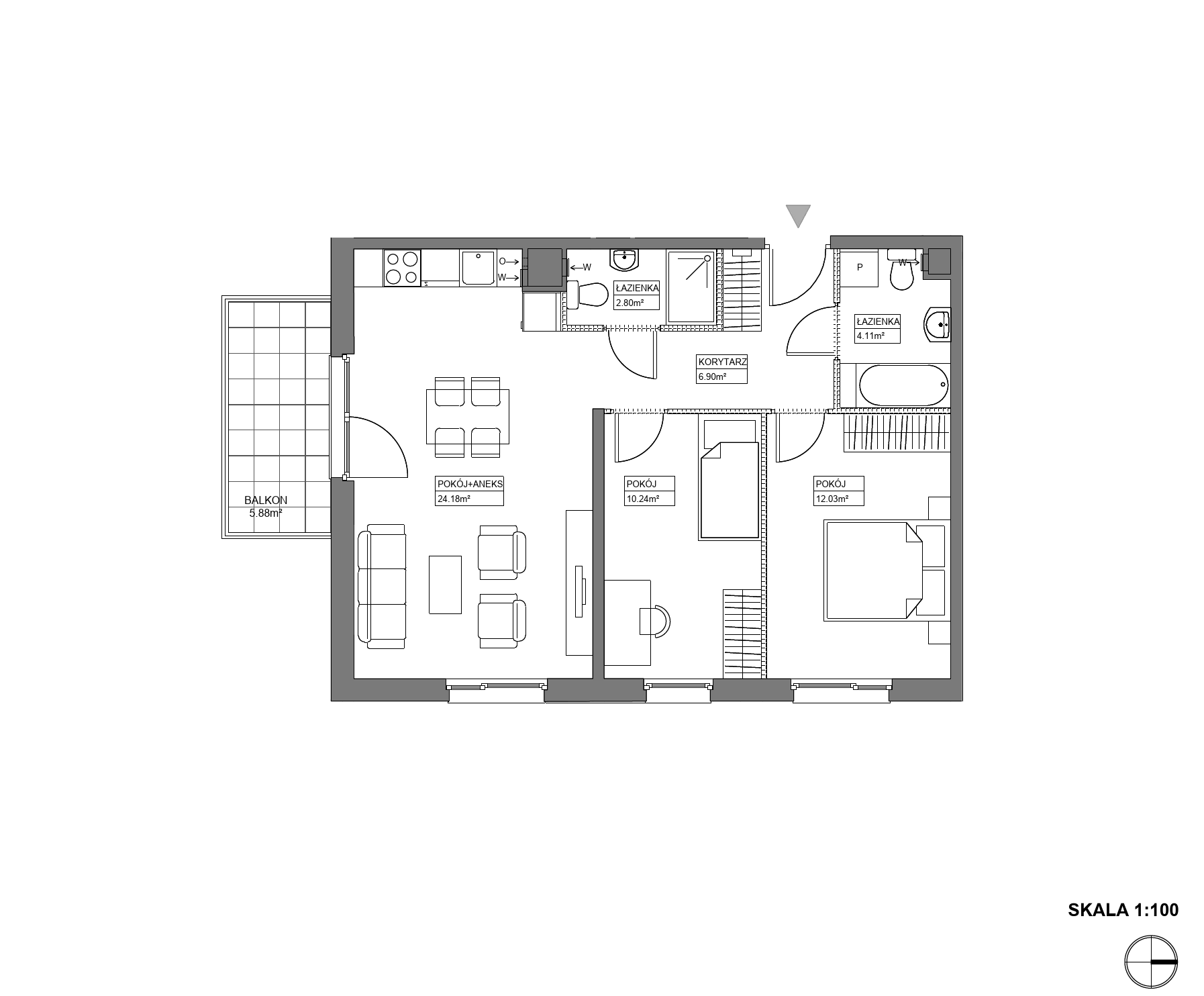 Plan 3 pok. 60m²