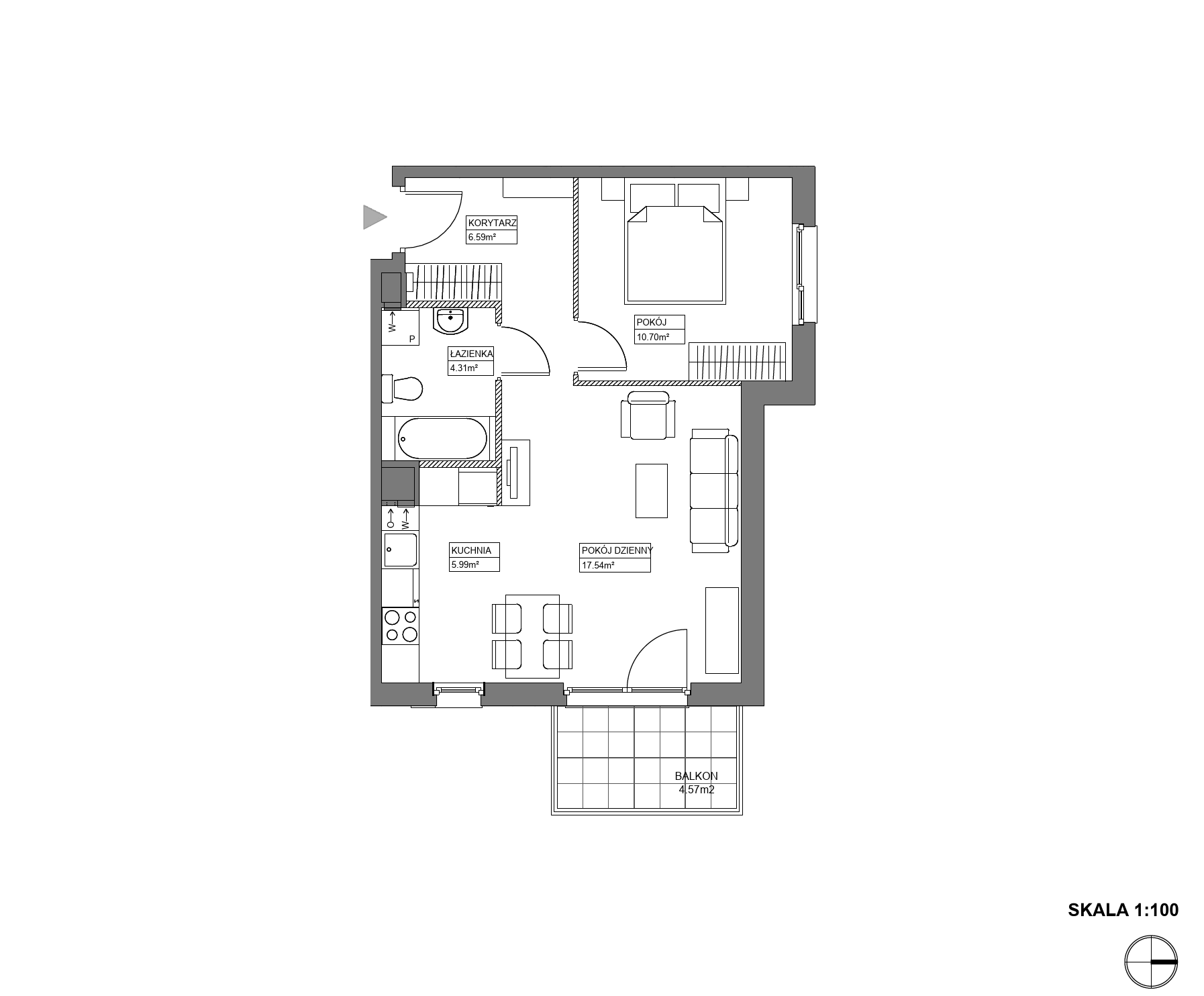 Plan 2 pok. 45m²