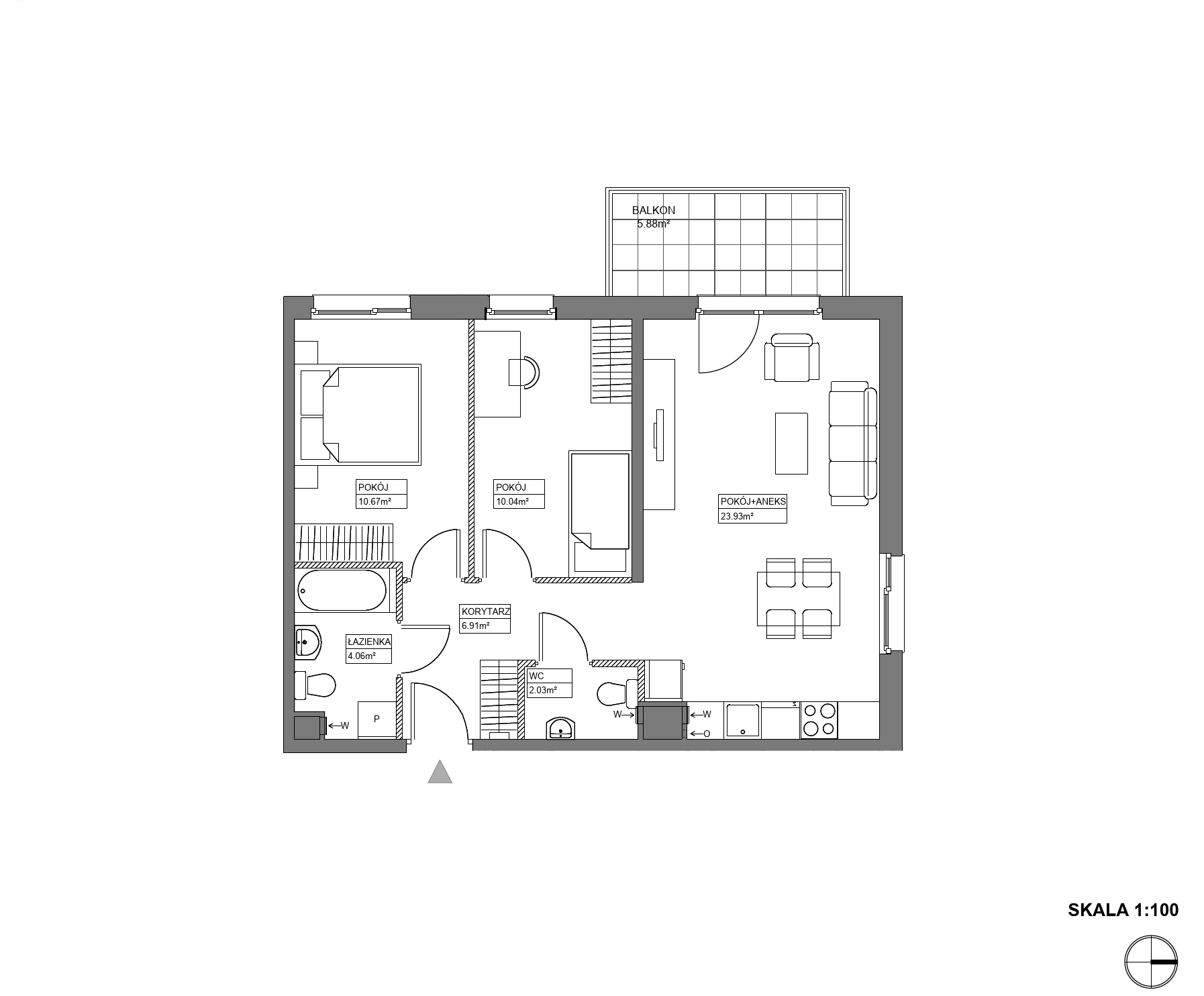 Plan 3 pok. 58m²