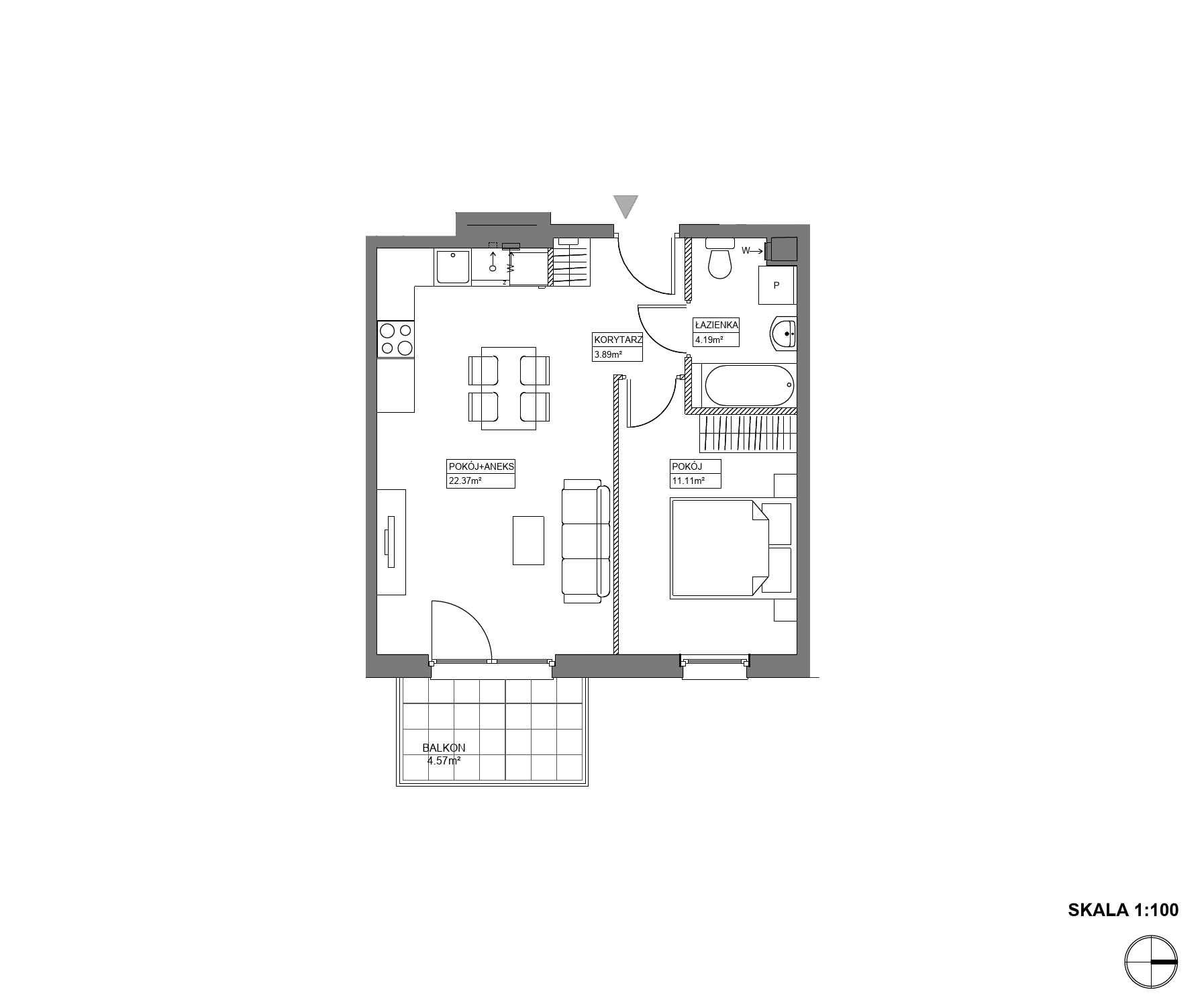 Plan 2 pok. 42m²