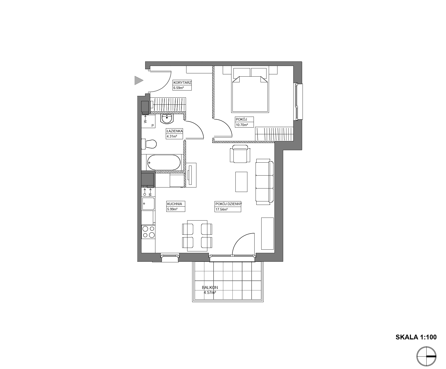 Plan 2 pok. 45m²