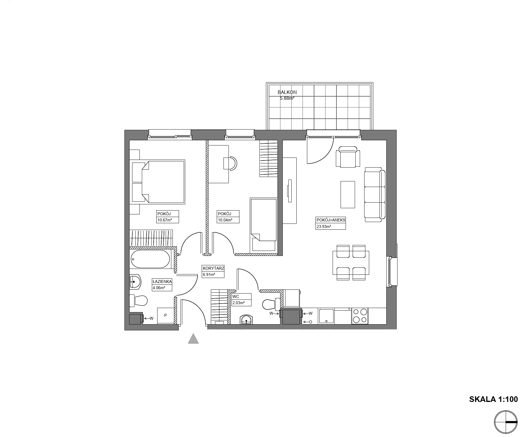 Plan 3 pok. 58m²