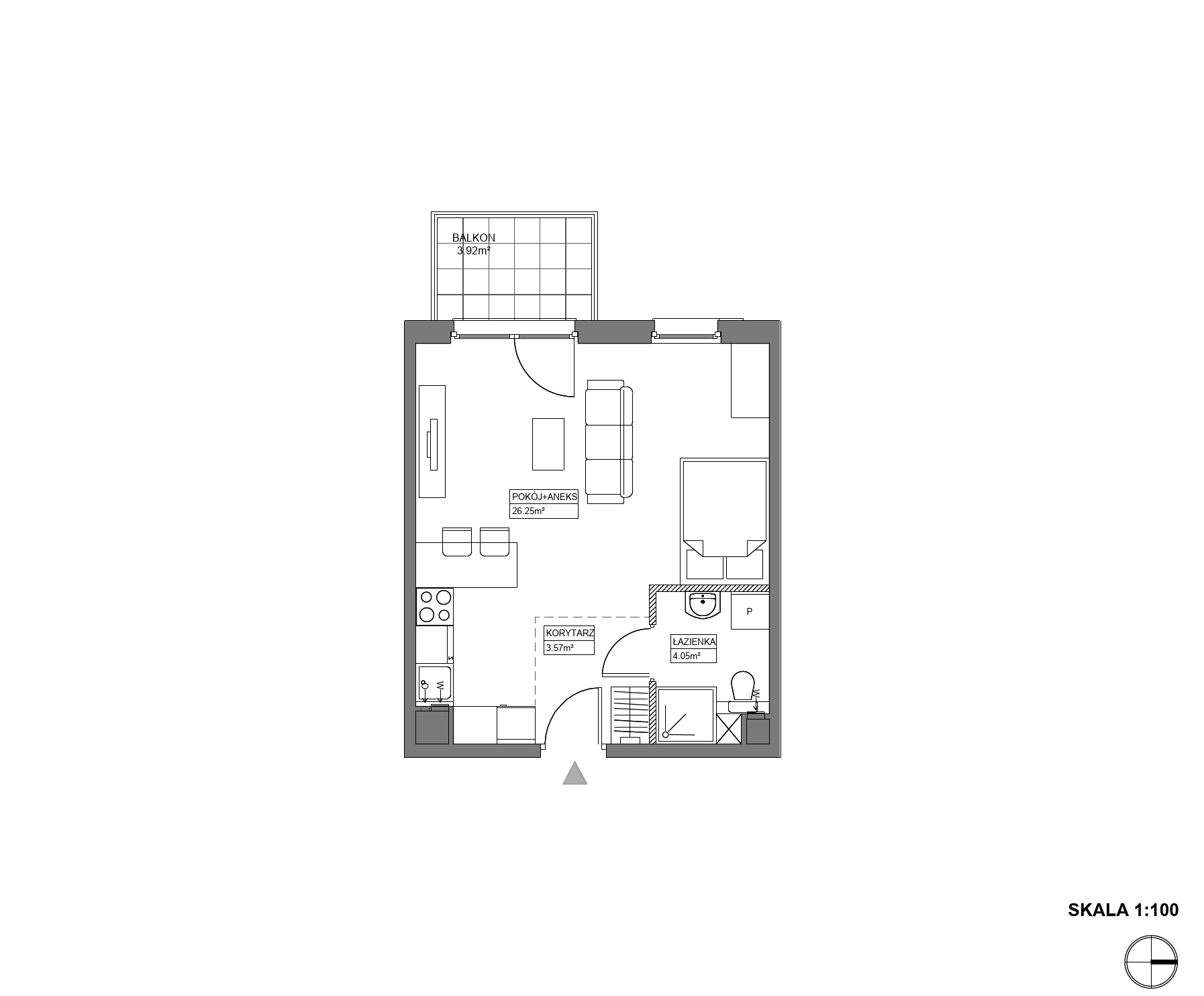 Plan 1 pok. 34m²