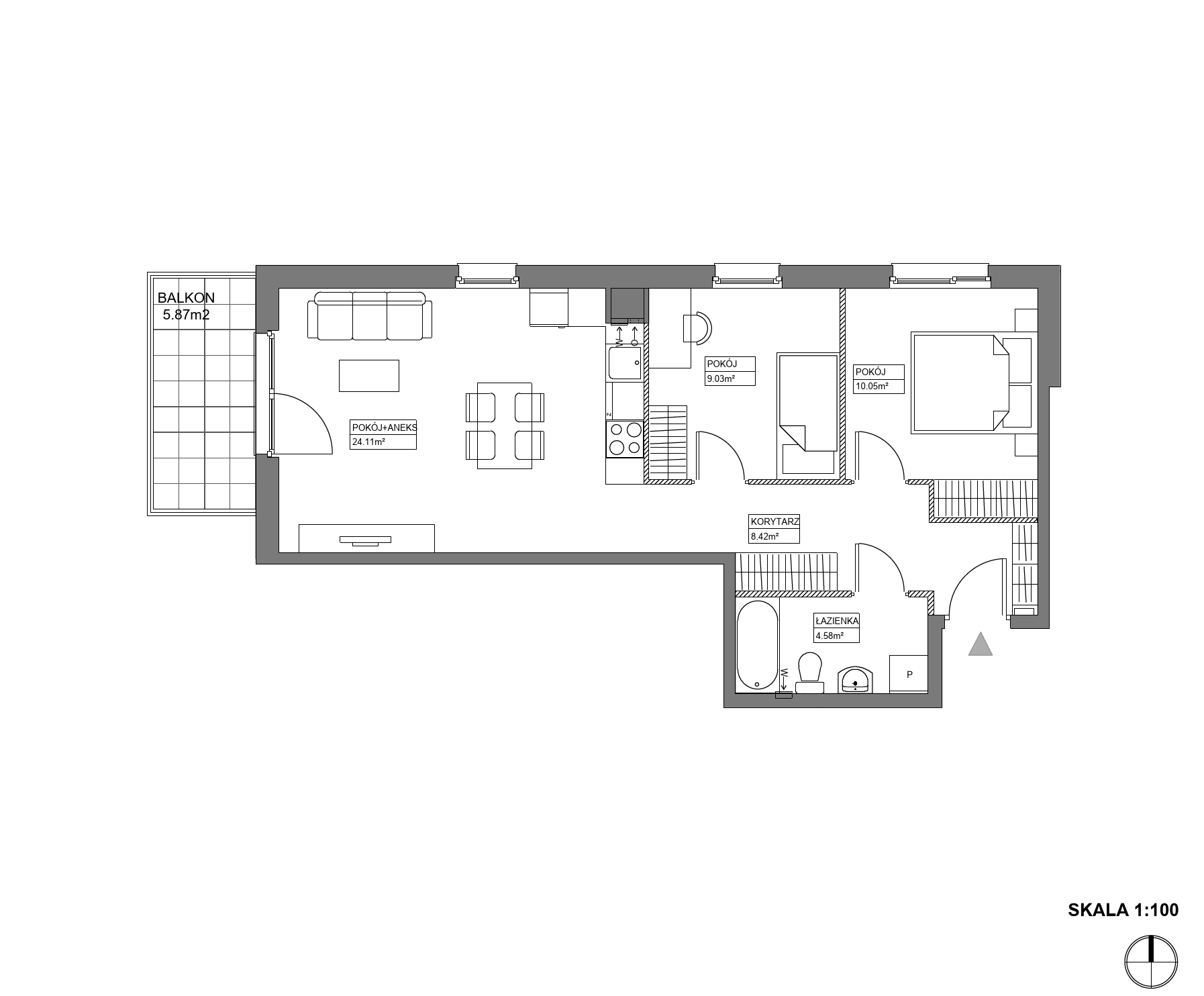 Plan 3 pok. 56m²
