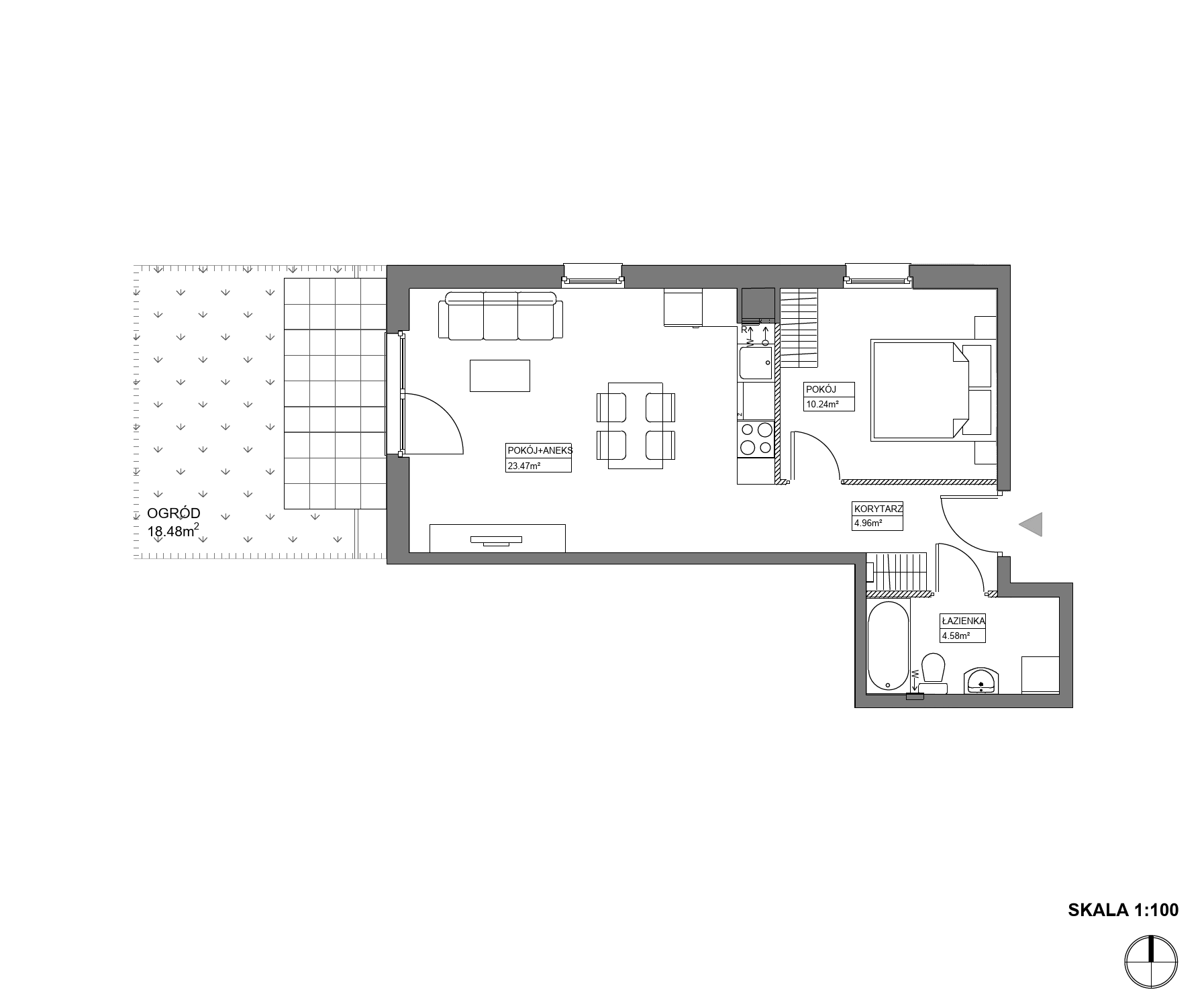 Plan 2 pok. 43m²