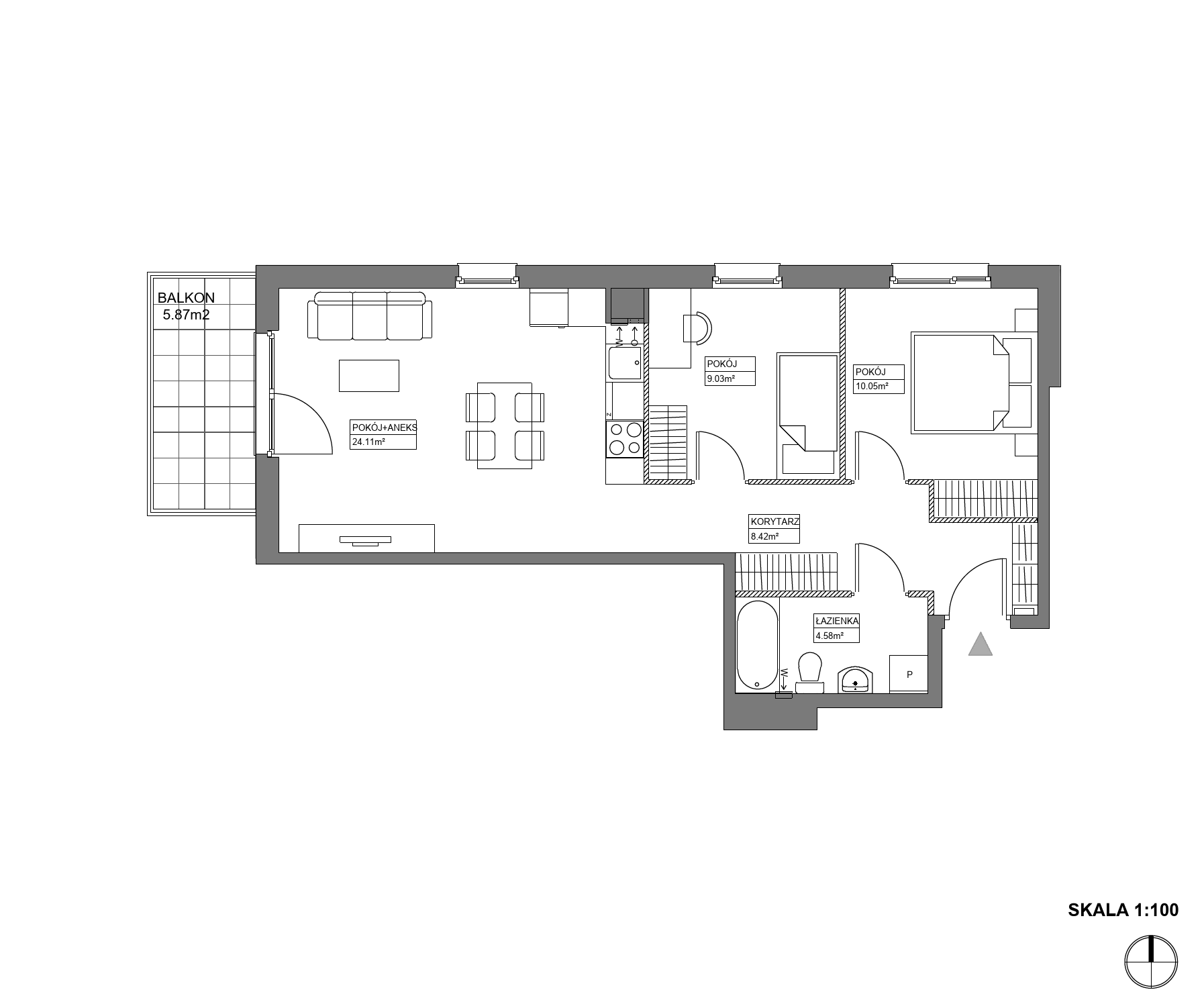 Plan 3 pok. 56m²
