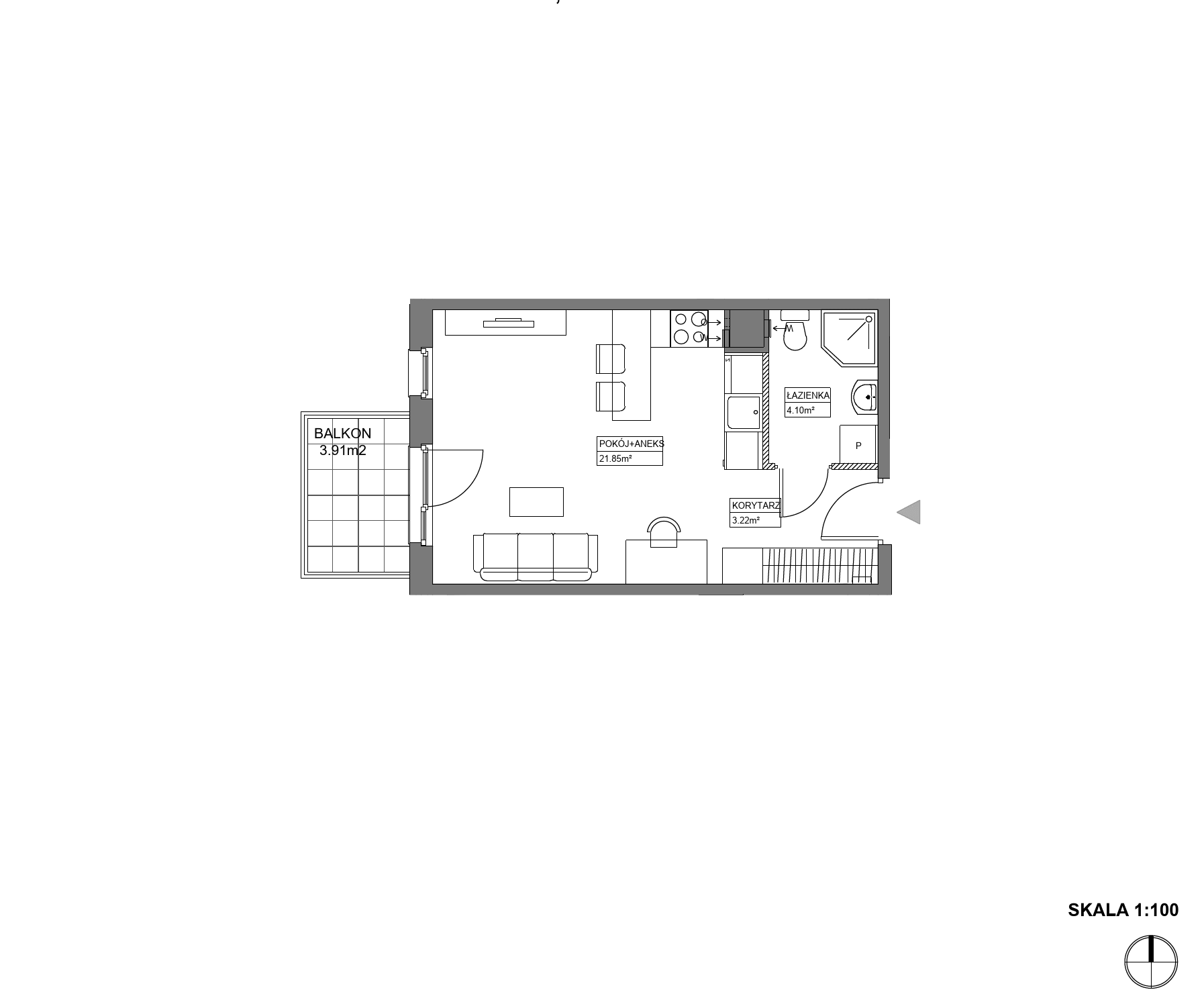 Plan 1 pok. 29m²