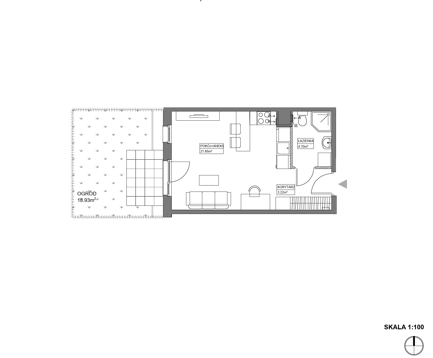 Plan 1 pok. 29m²