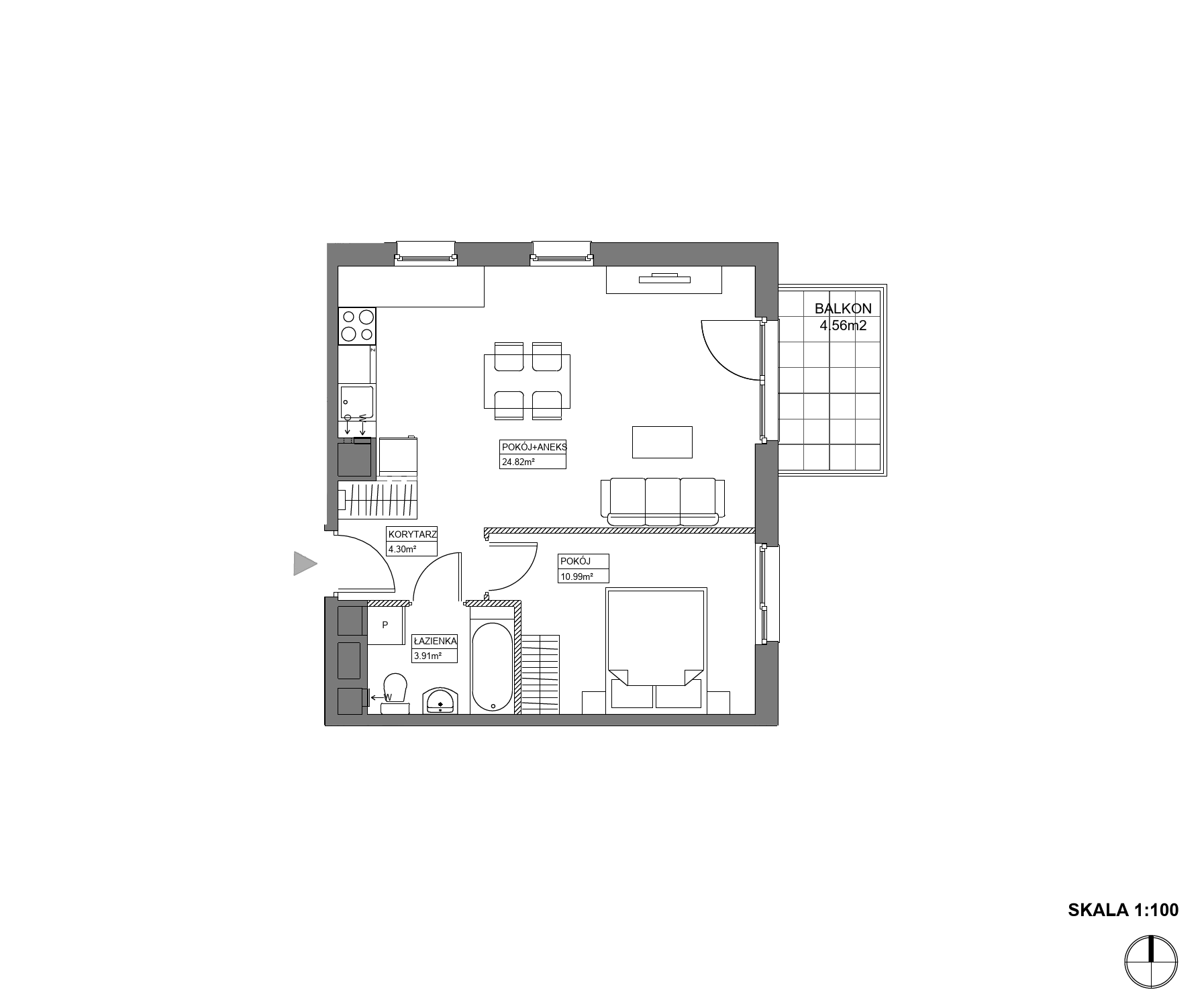 Plan 2 pok. 44m²